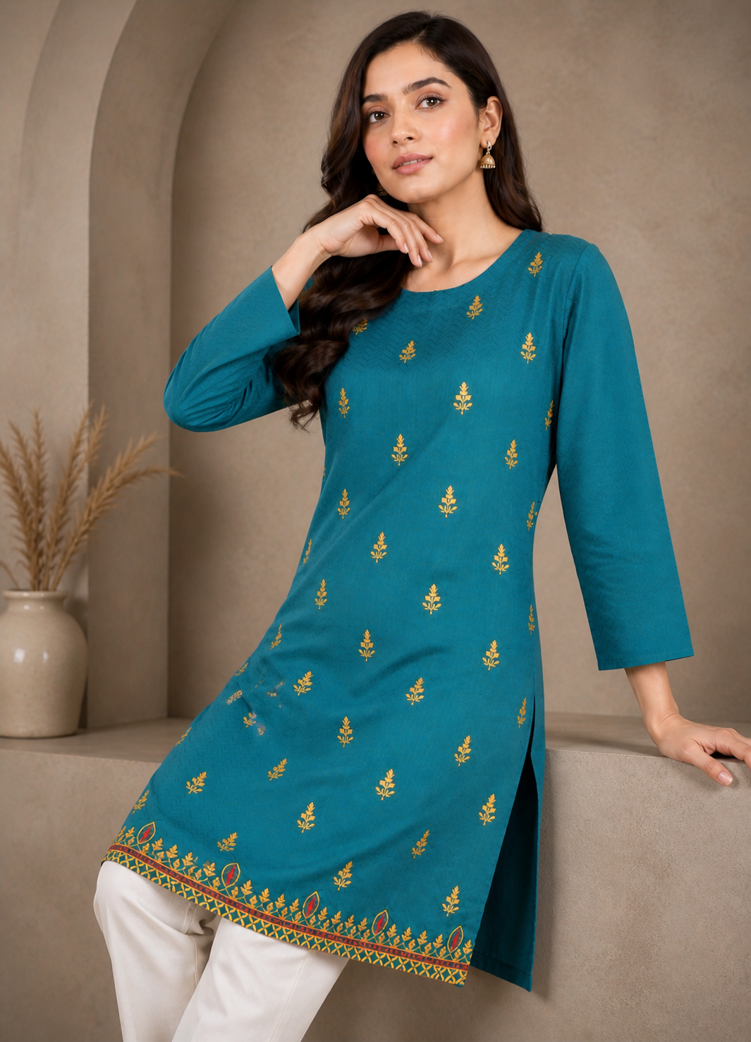 cotton Kurti in Bondi blue