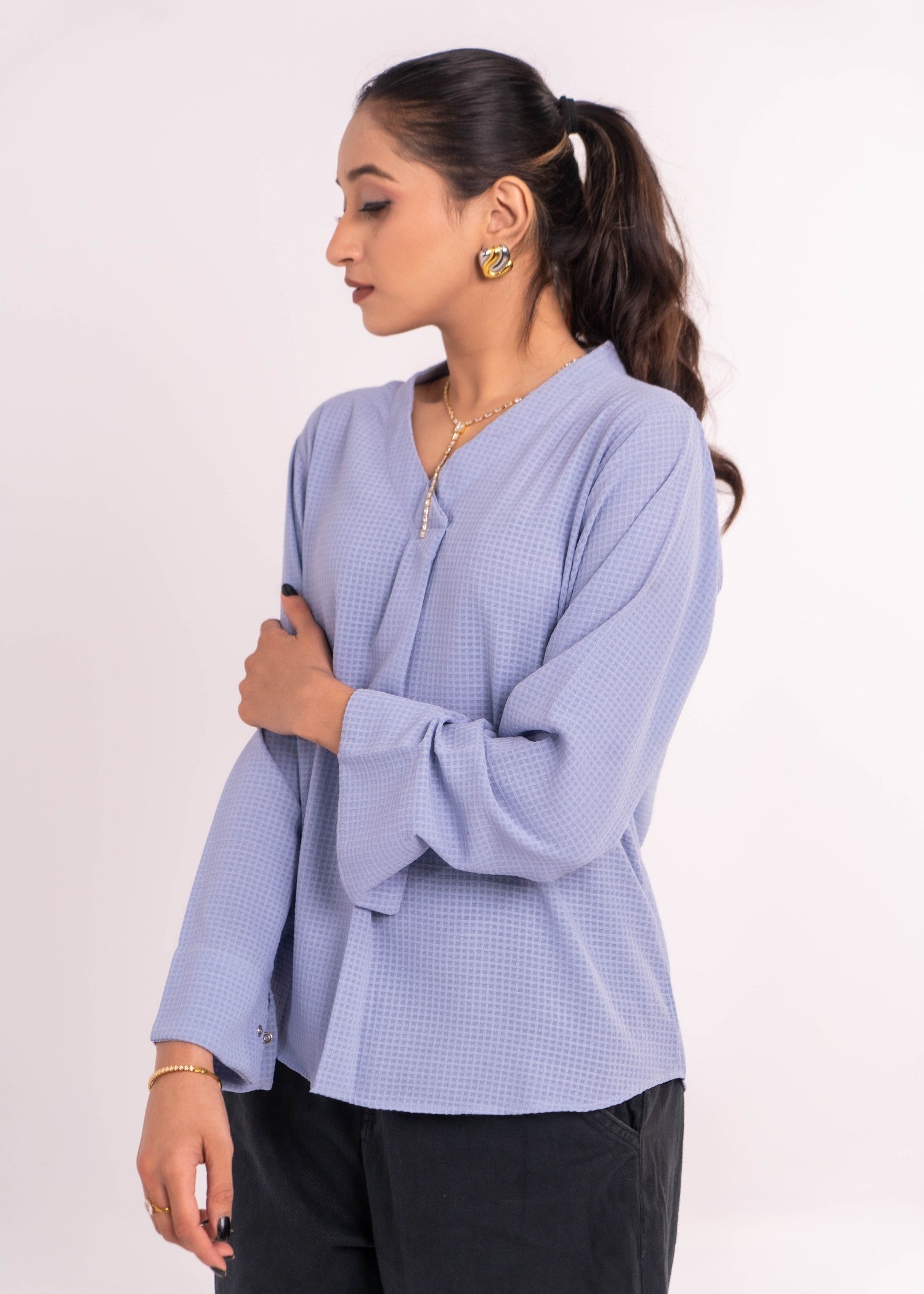 georgette Top in Frost blue