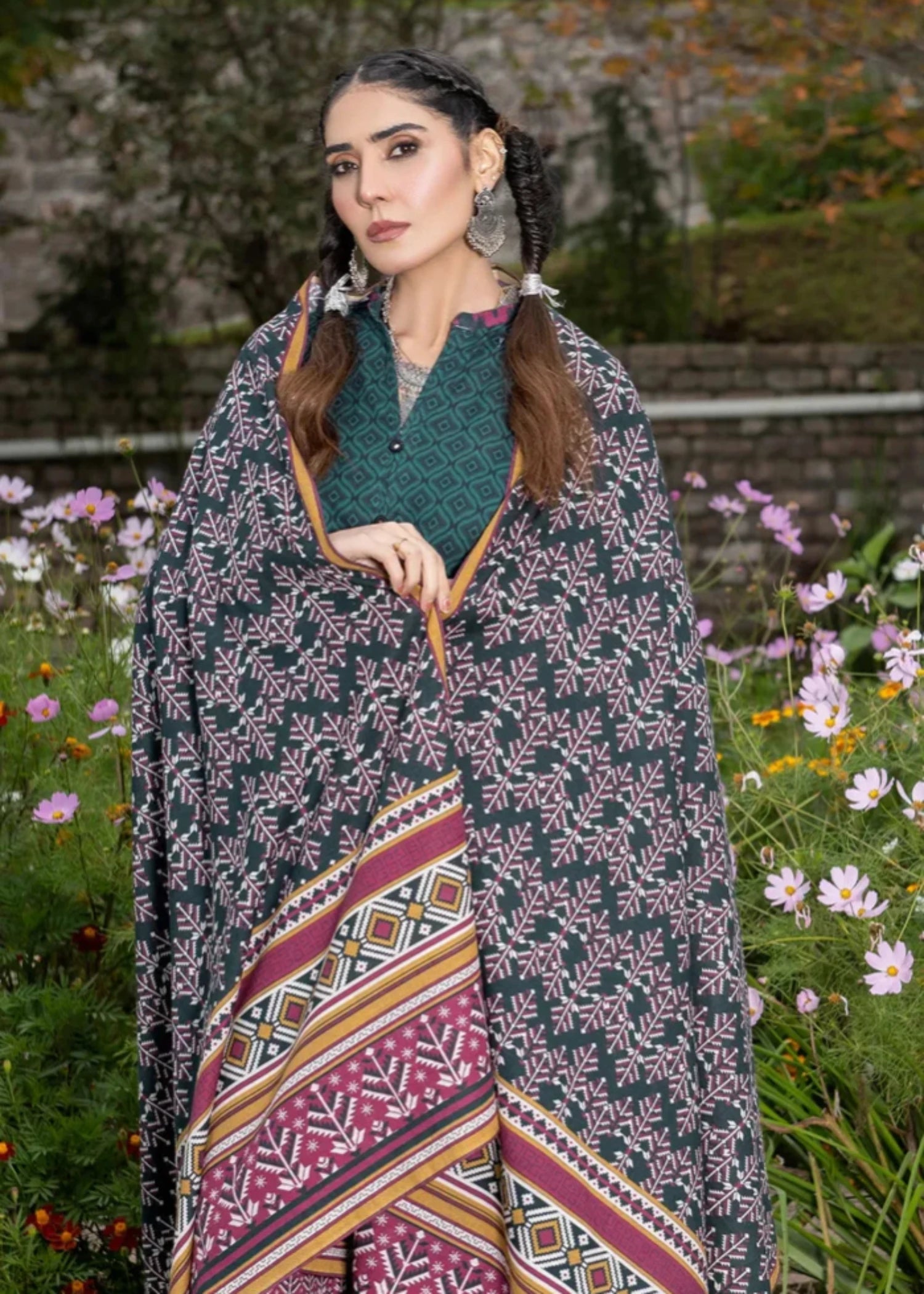 khaddar Unstitched in Zinc grey