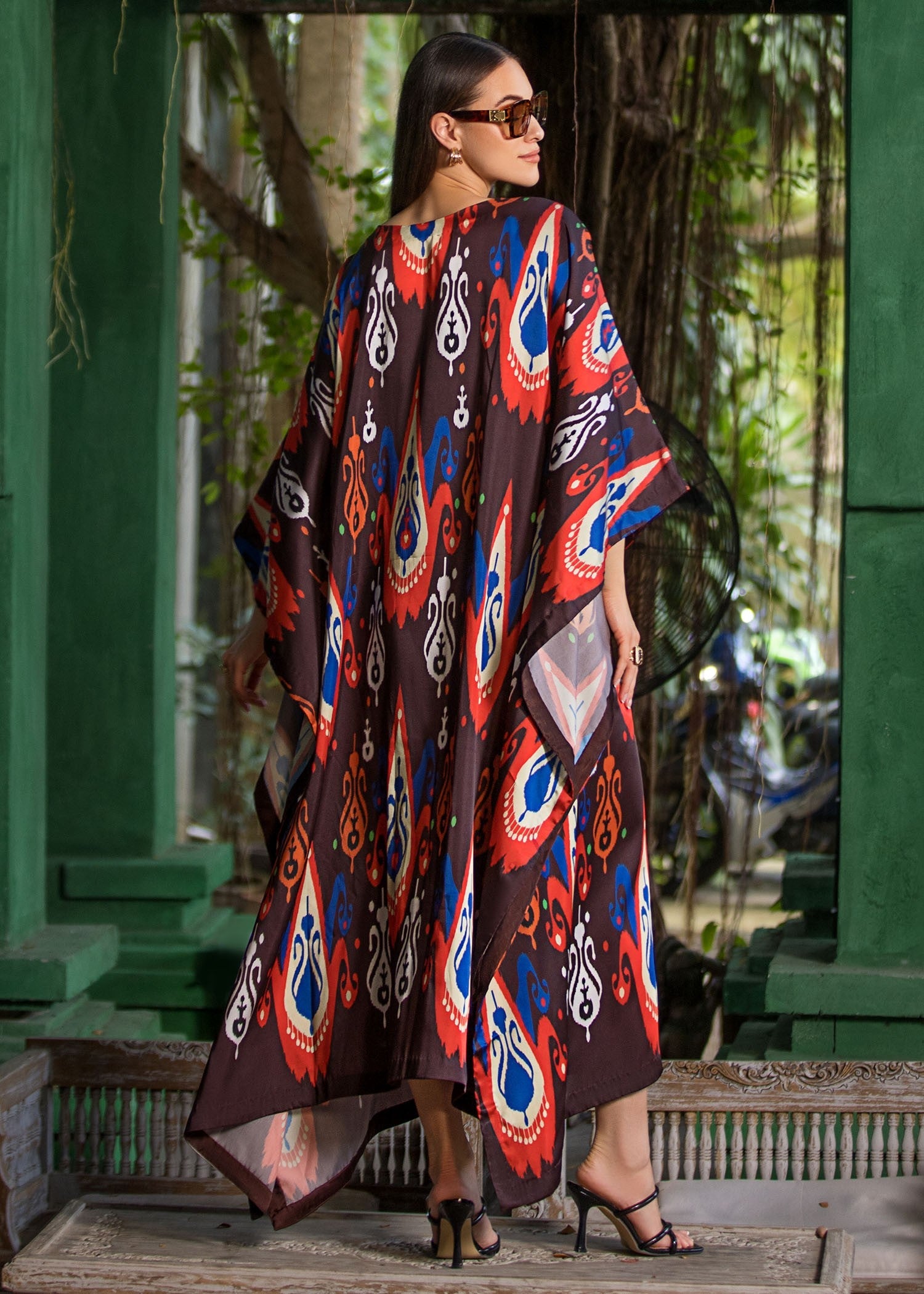 silk Kaftan in Brown