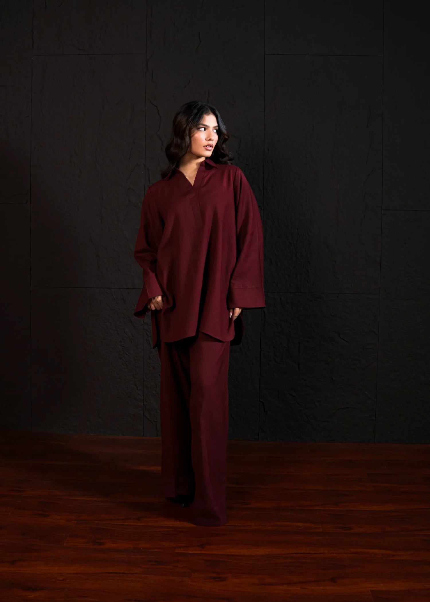 marina Co ord Sets in Burgundy