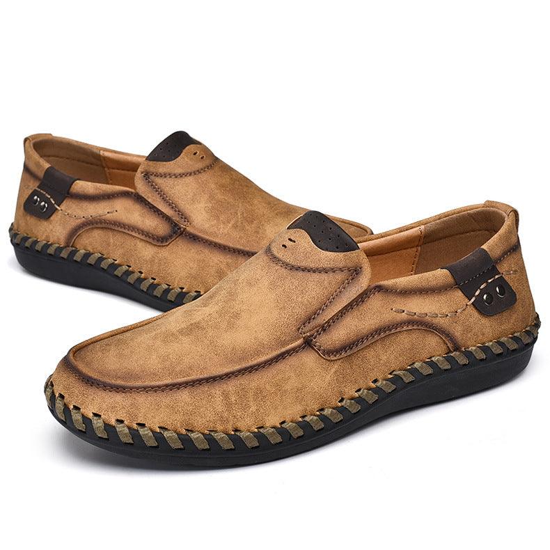 Men's Casual Leather Shoes British Retro Plus Size