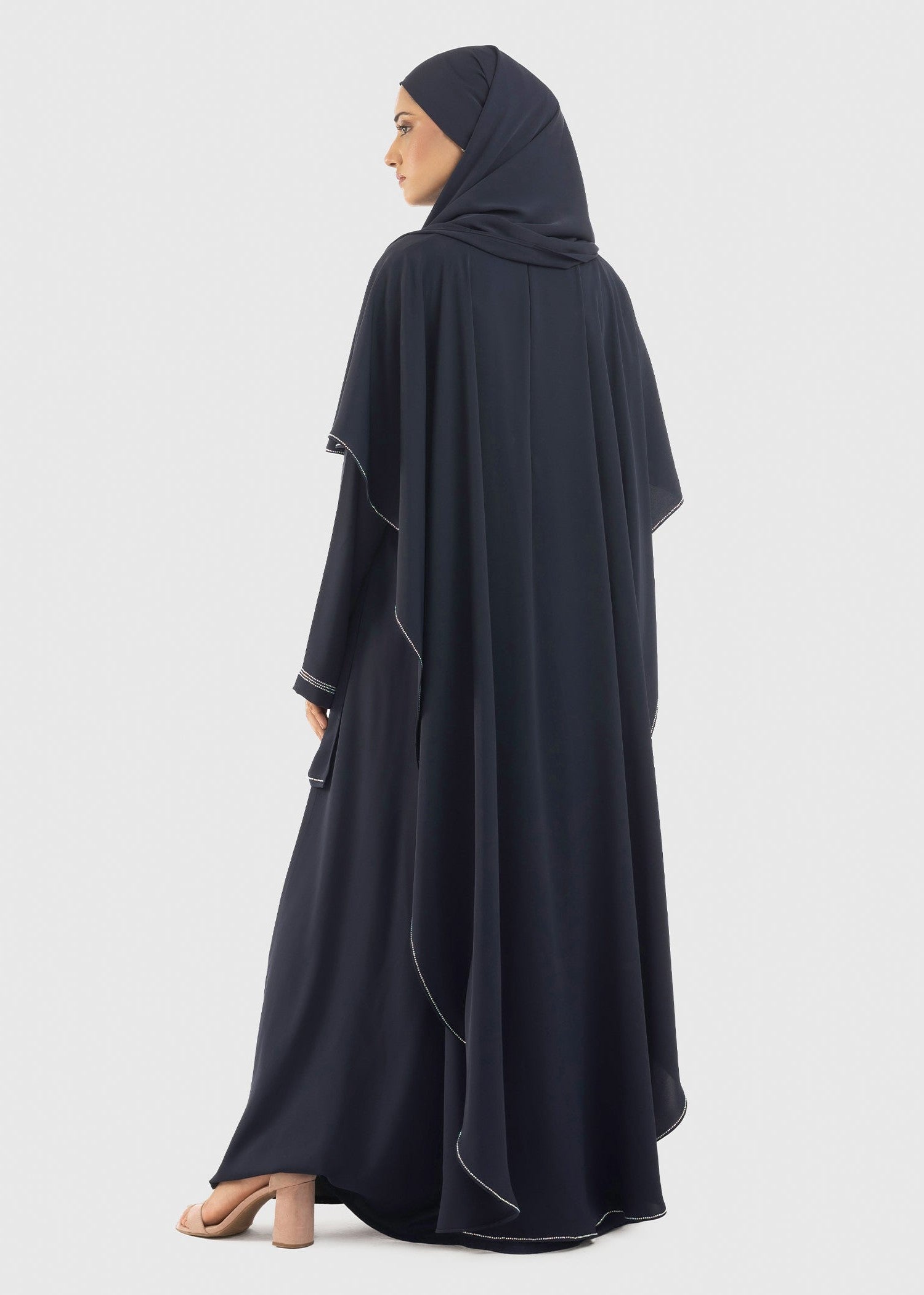 spandex Abaya in Aegean blue