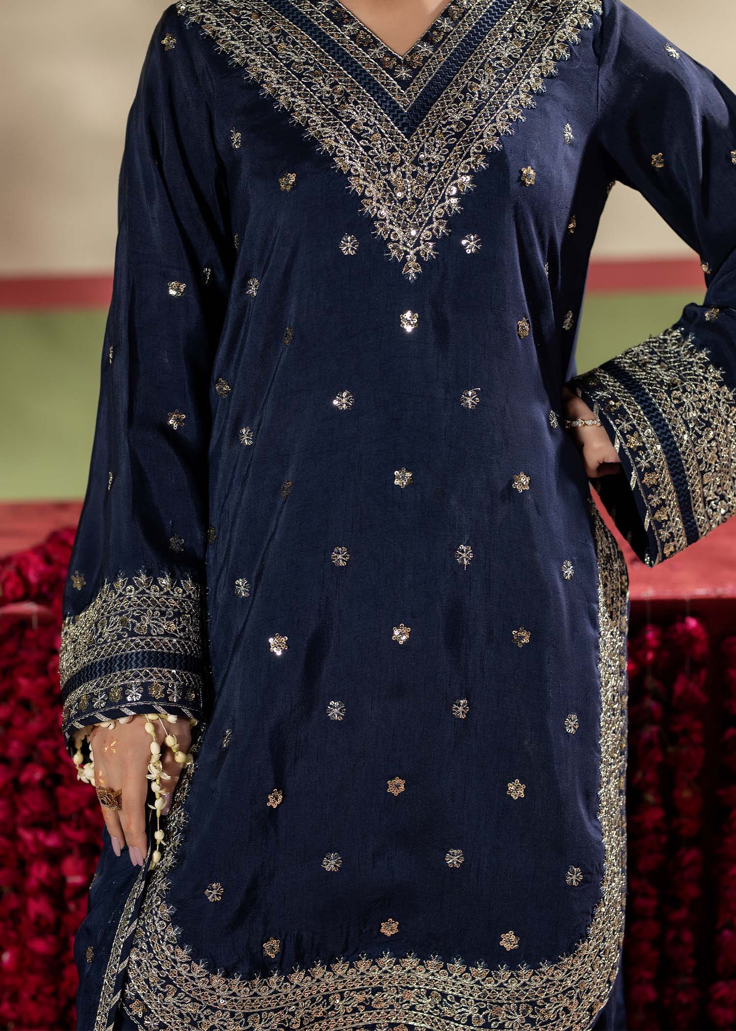 raw silk Kurta Set in Blue