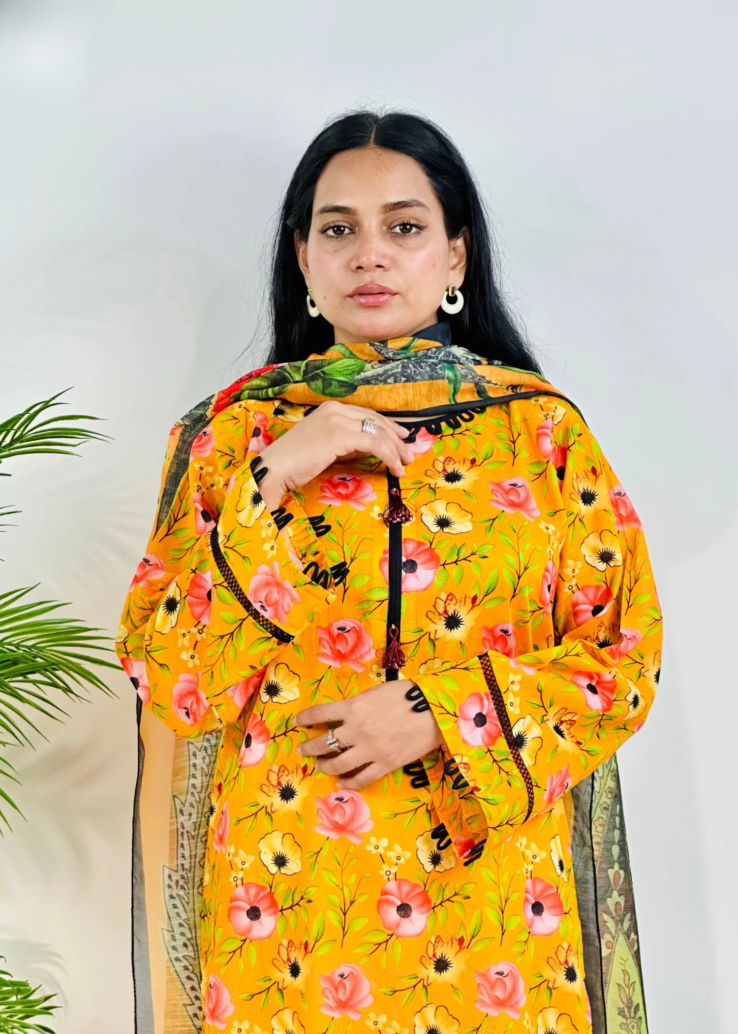 lawn Kurta Set in Orange