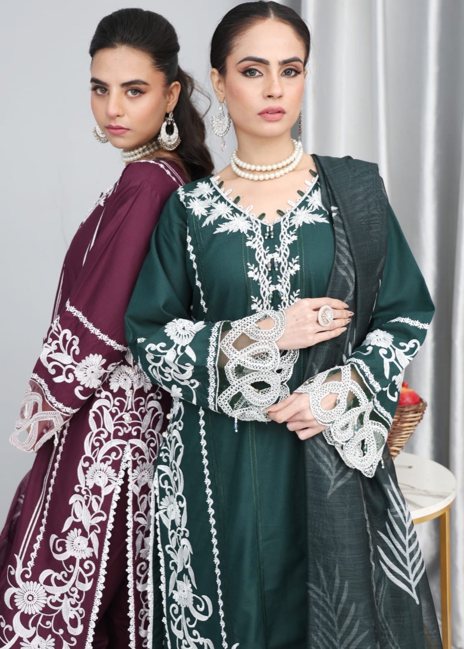 cotton krandi Kurta Set in Bottle green