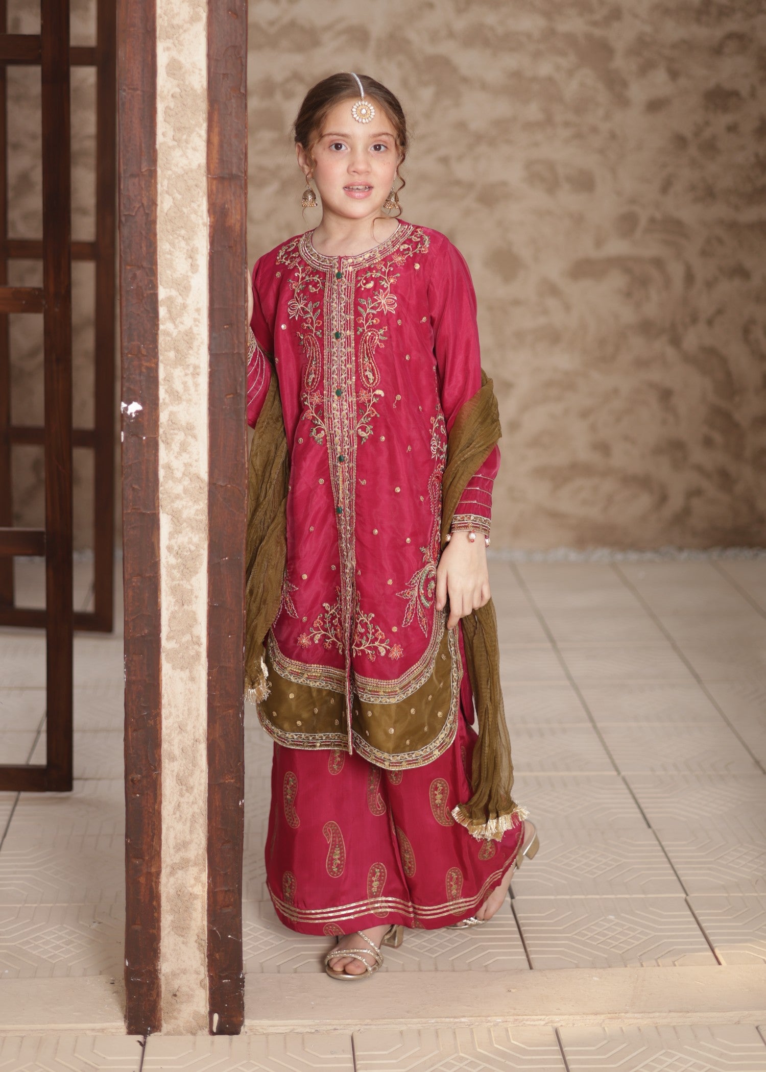organza Kurta Set in Magenta haze
