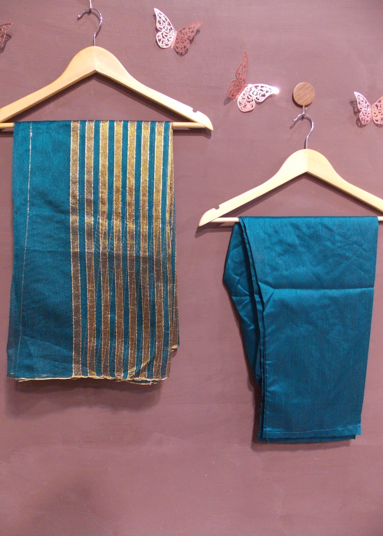 raw silk Short Frock in Sapphire blue