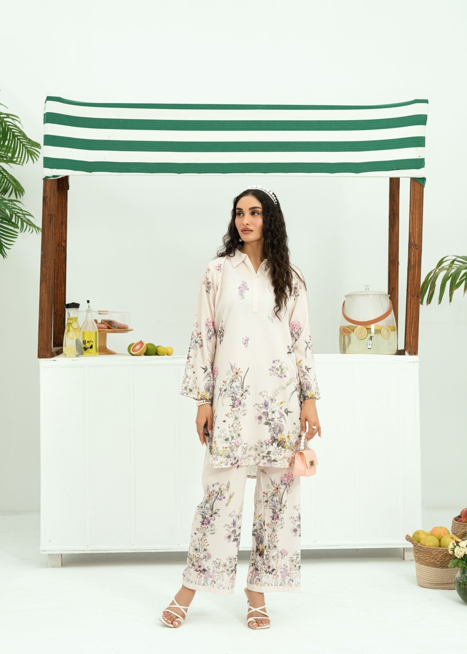 blended cambric Co Ord Sets in Off-white