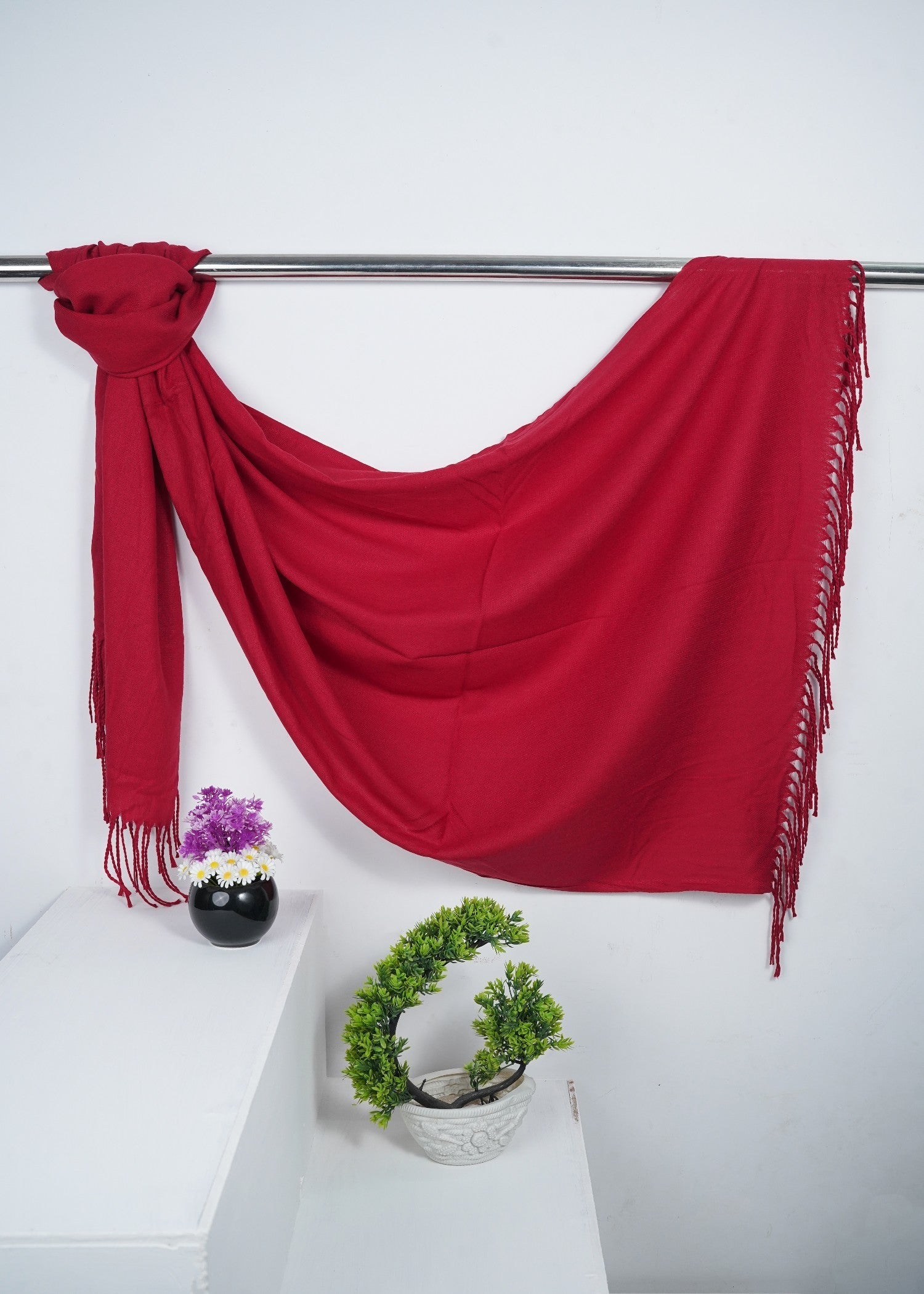 cashmere wool Hijab in Cherry red
