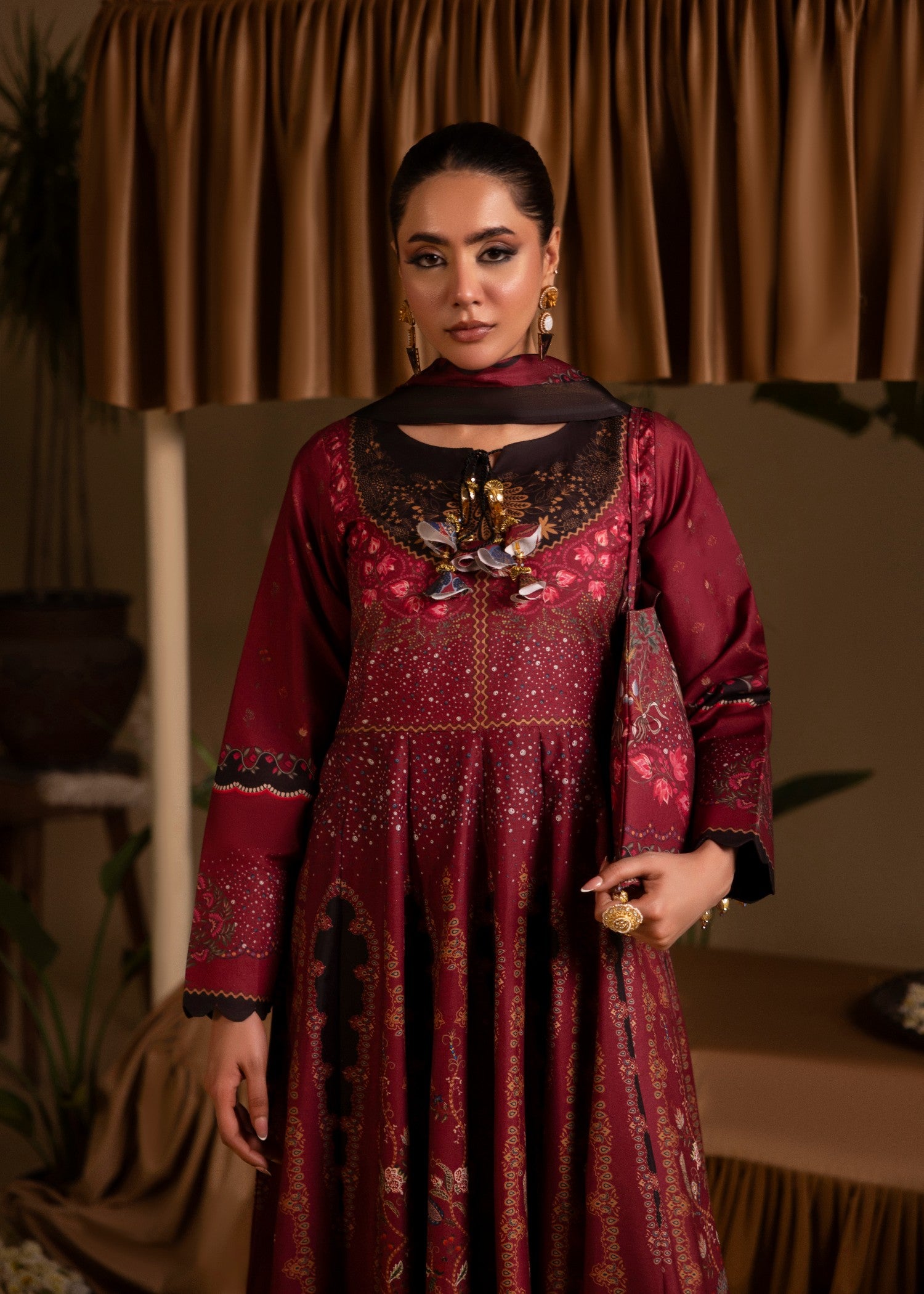poly lawn Maxi in Blood red