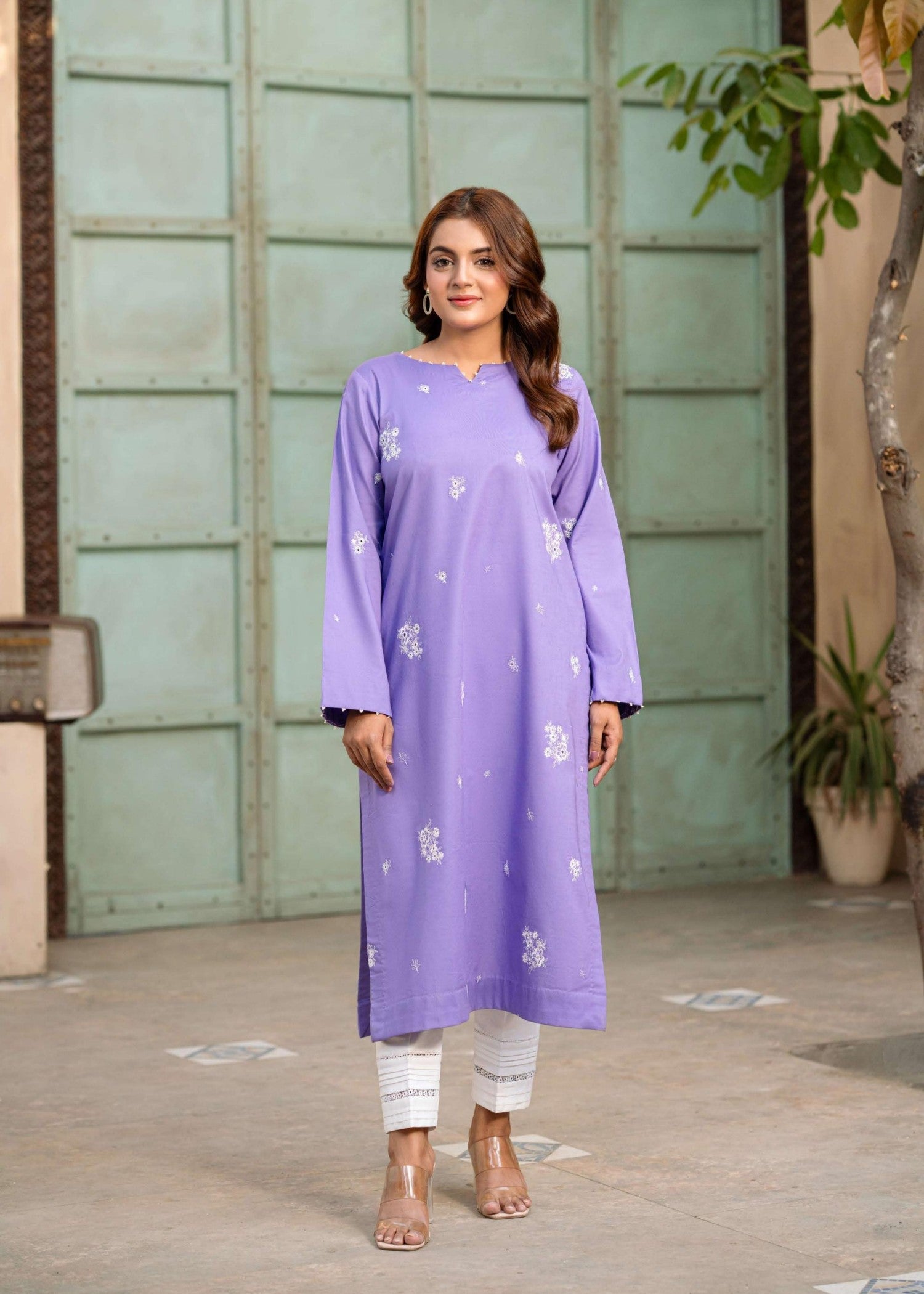lawn Kurta Set in Heather