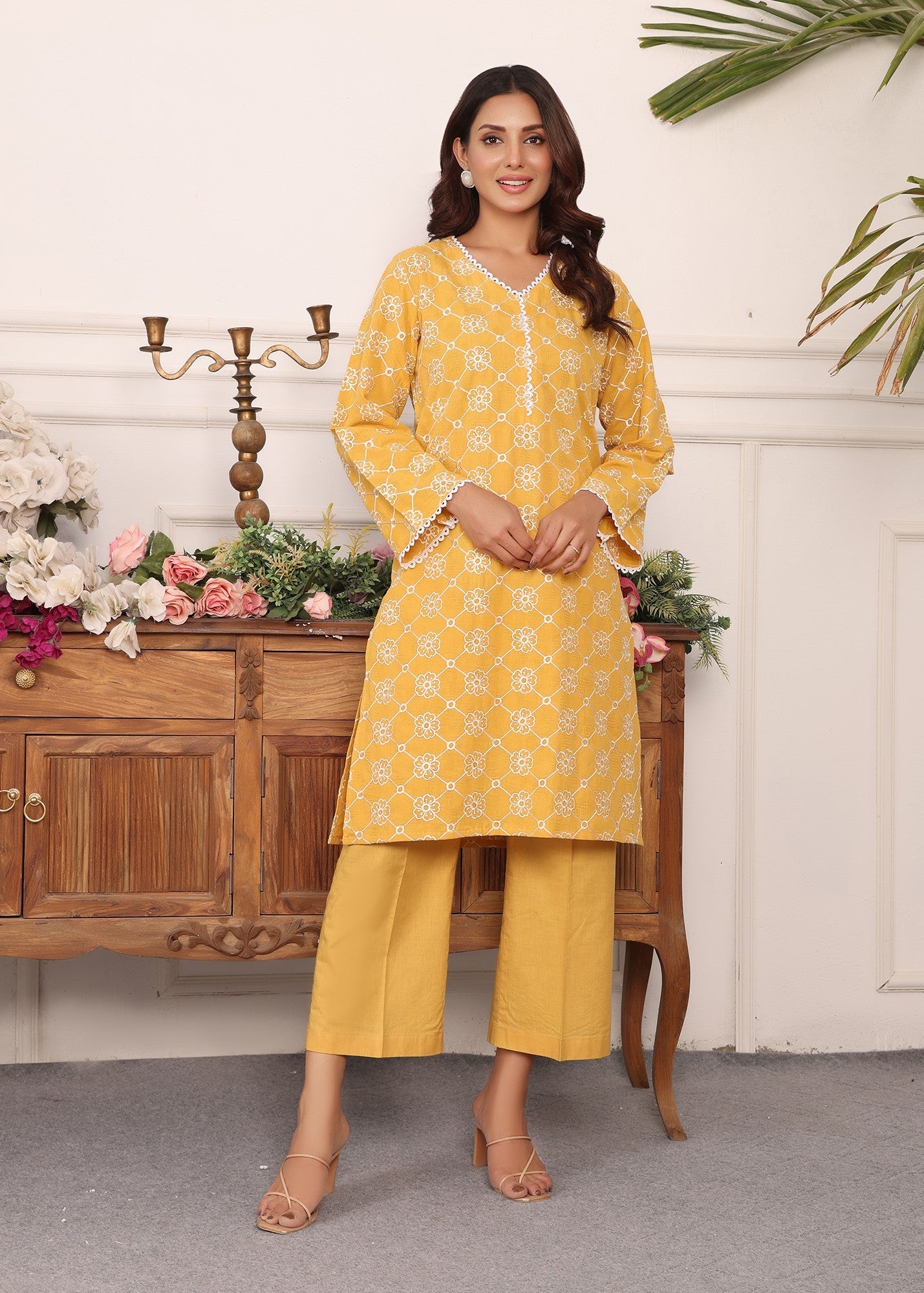 jacquard Co Ord Sets in Yellow
