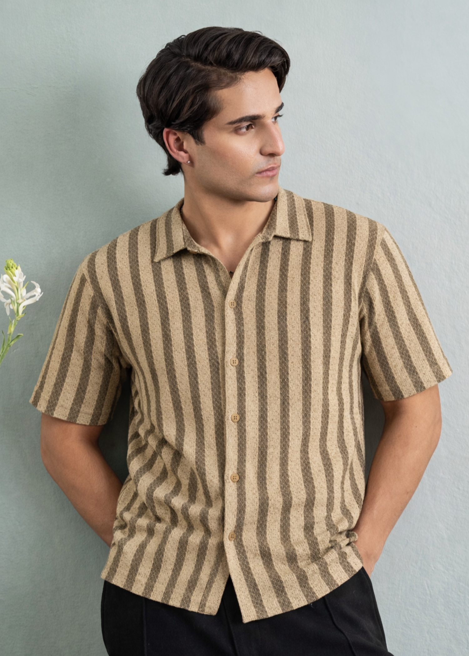 cotton Casual Shirt in Beige