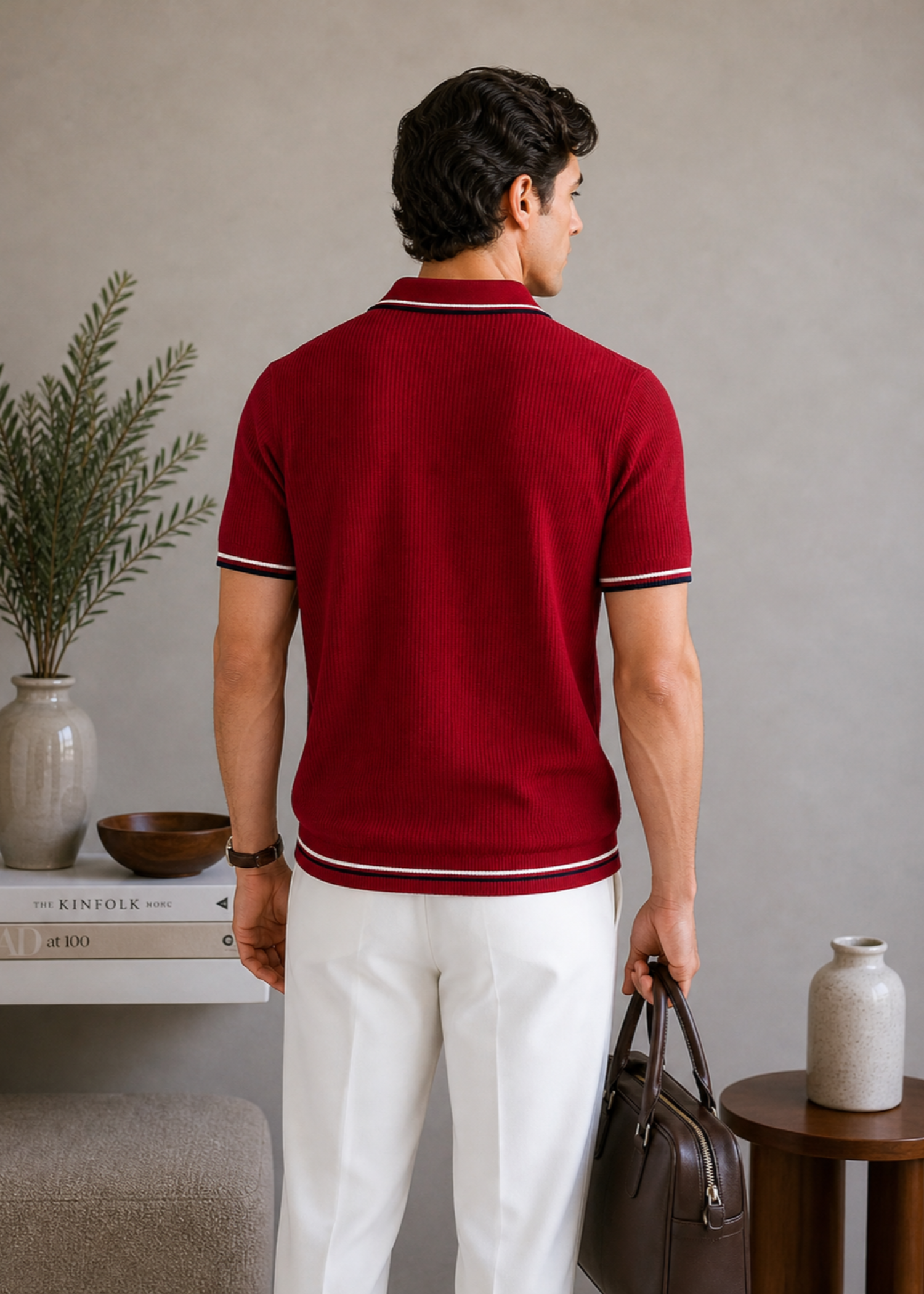 cotton Polo Shirt in Crimson