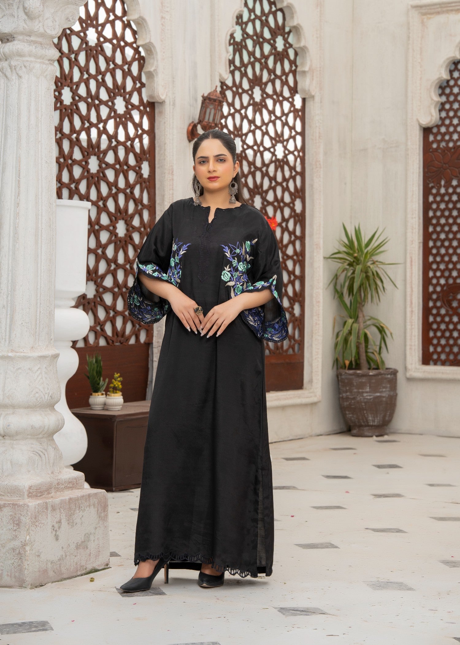 cotton Kaftan in Black