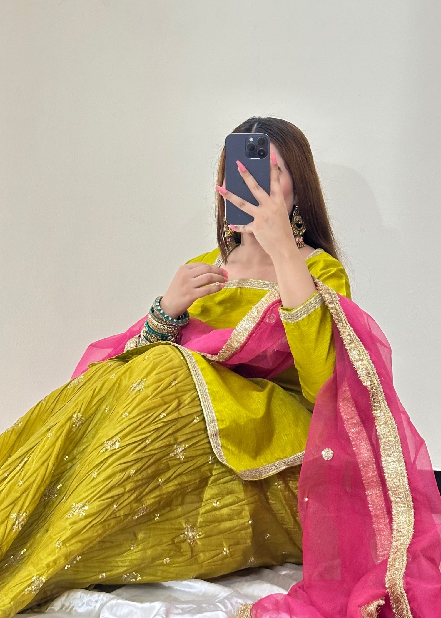 raw silk Sharara in Lemon