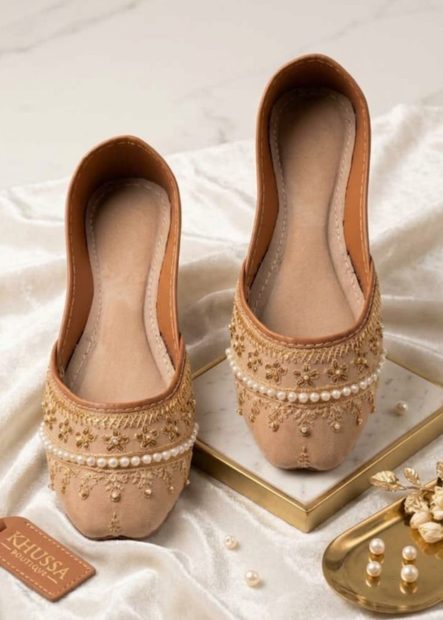 Khussa in Beige by - High Quality Women Khussa PVK6460