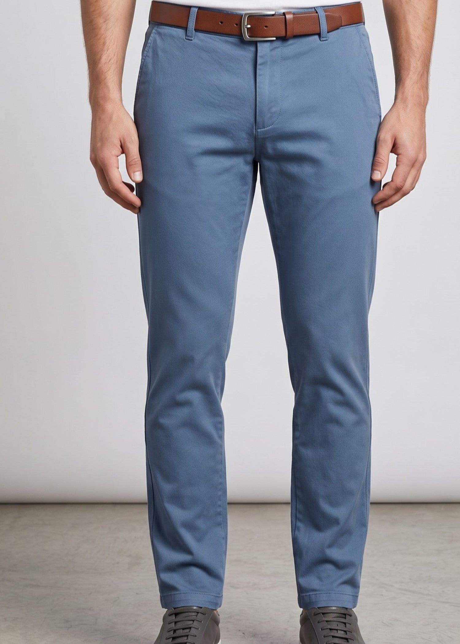 cotton satin Pants in Steel blue
