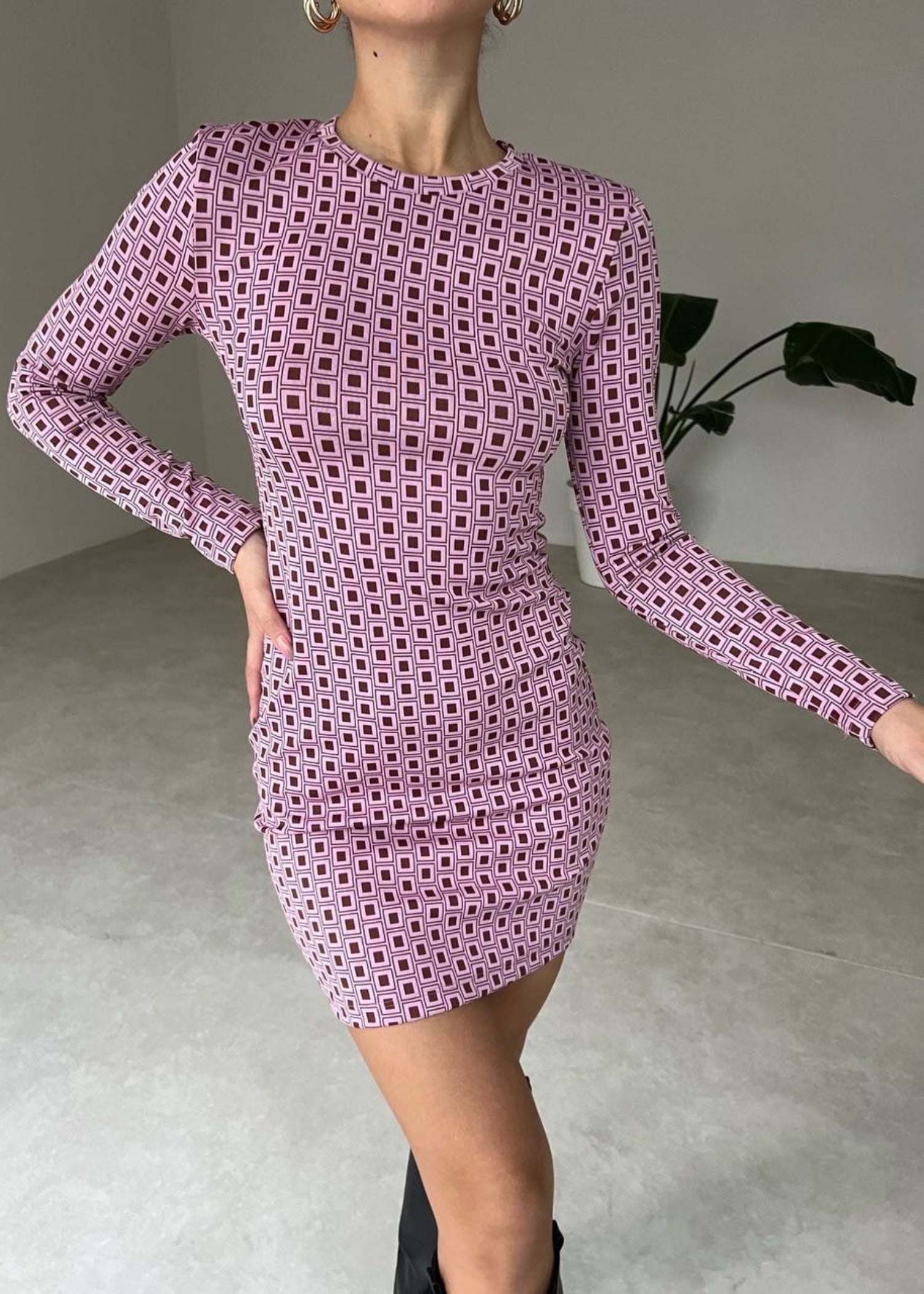 jersey knit Dress in Mauve pink