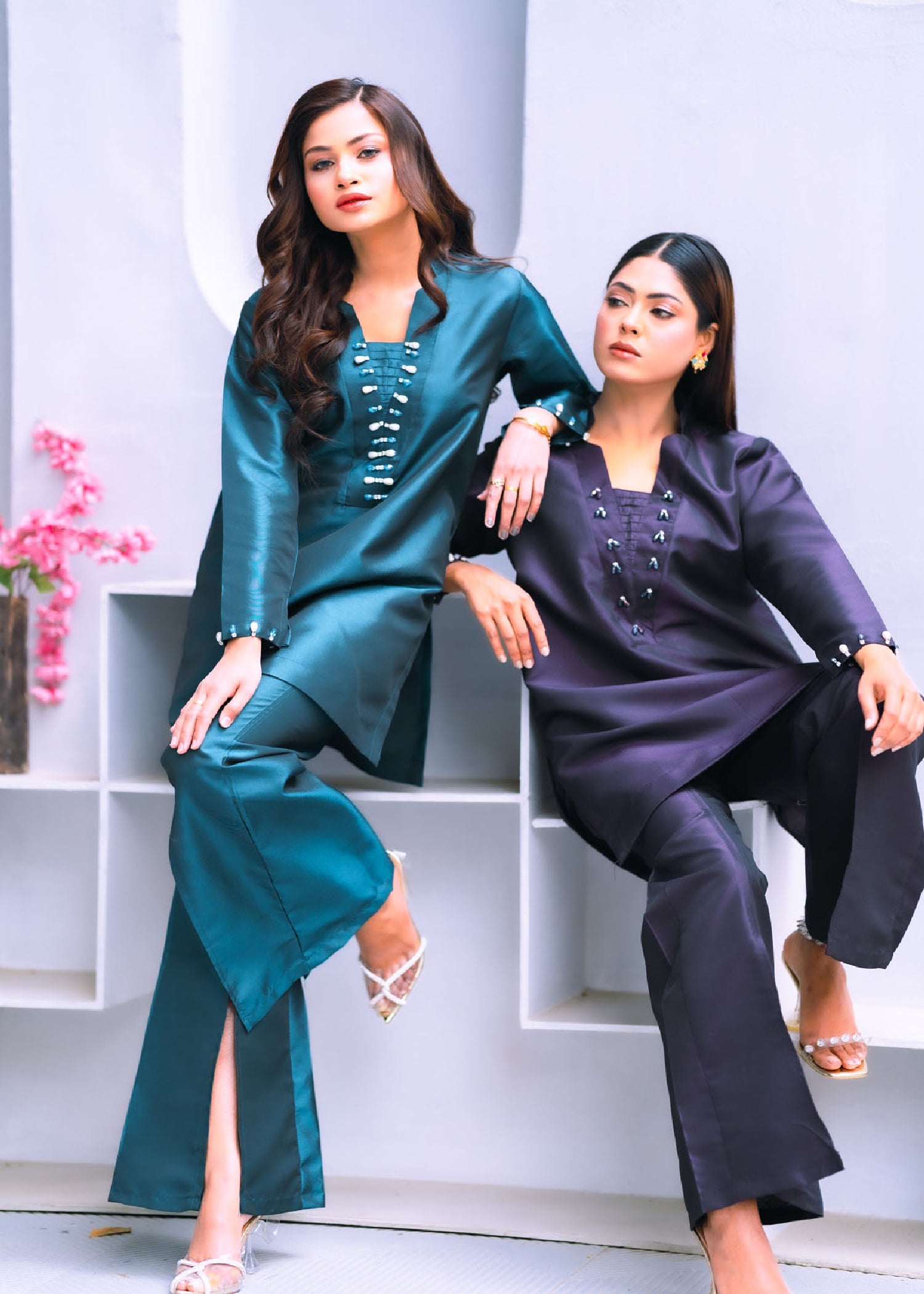 kattan silk Co Ord Sets in Sapphire blue