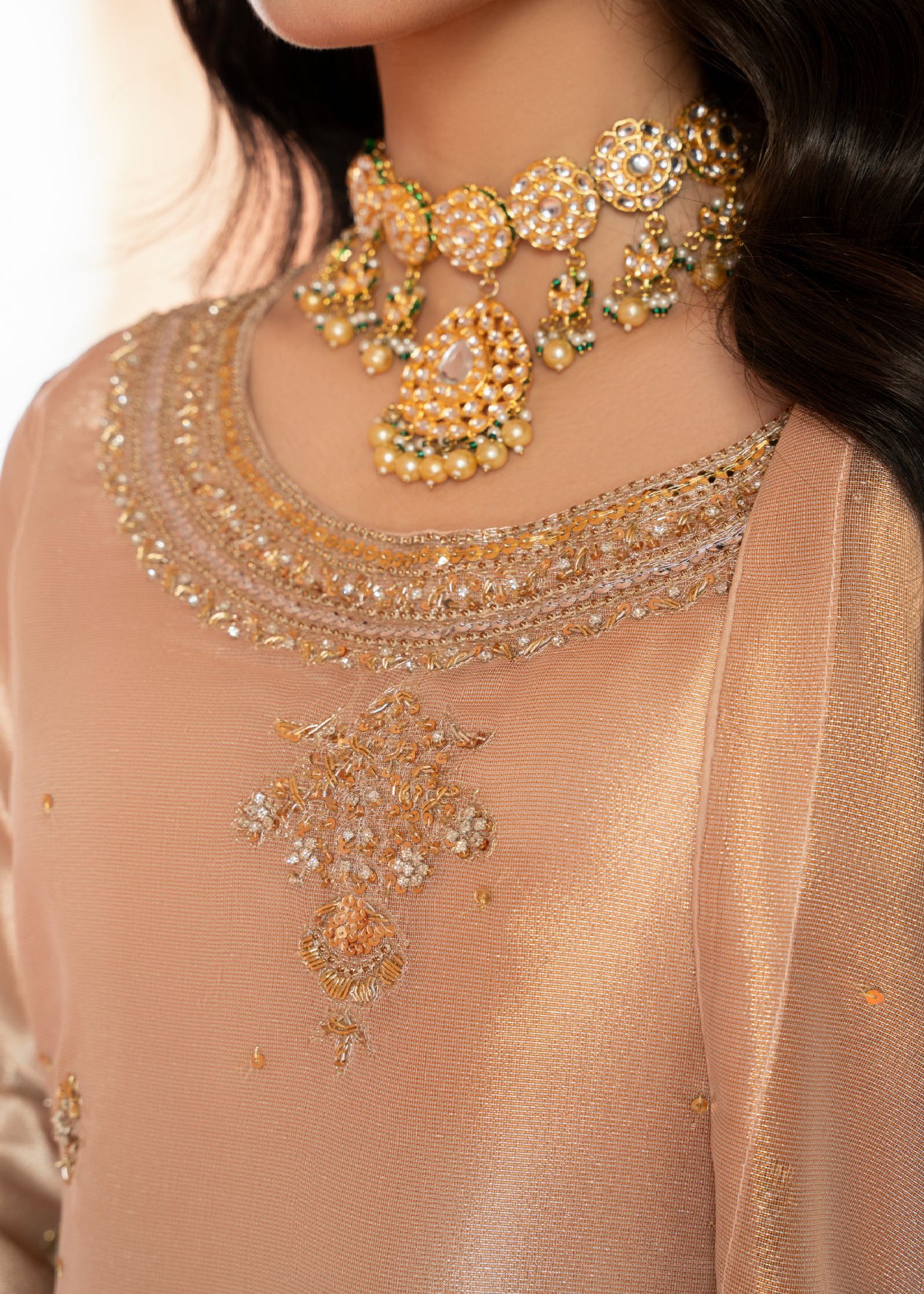 tissue Kurta Set in Pastel pink