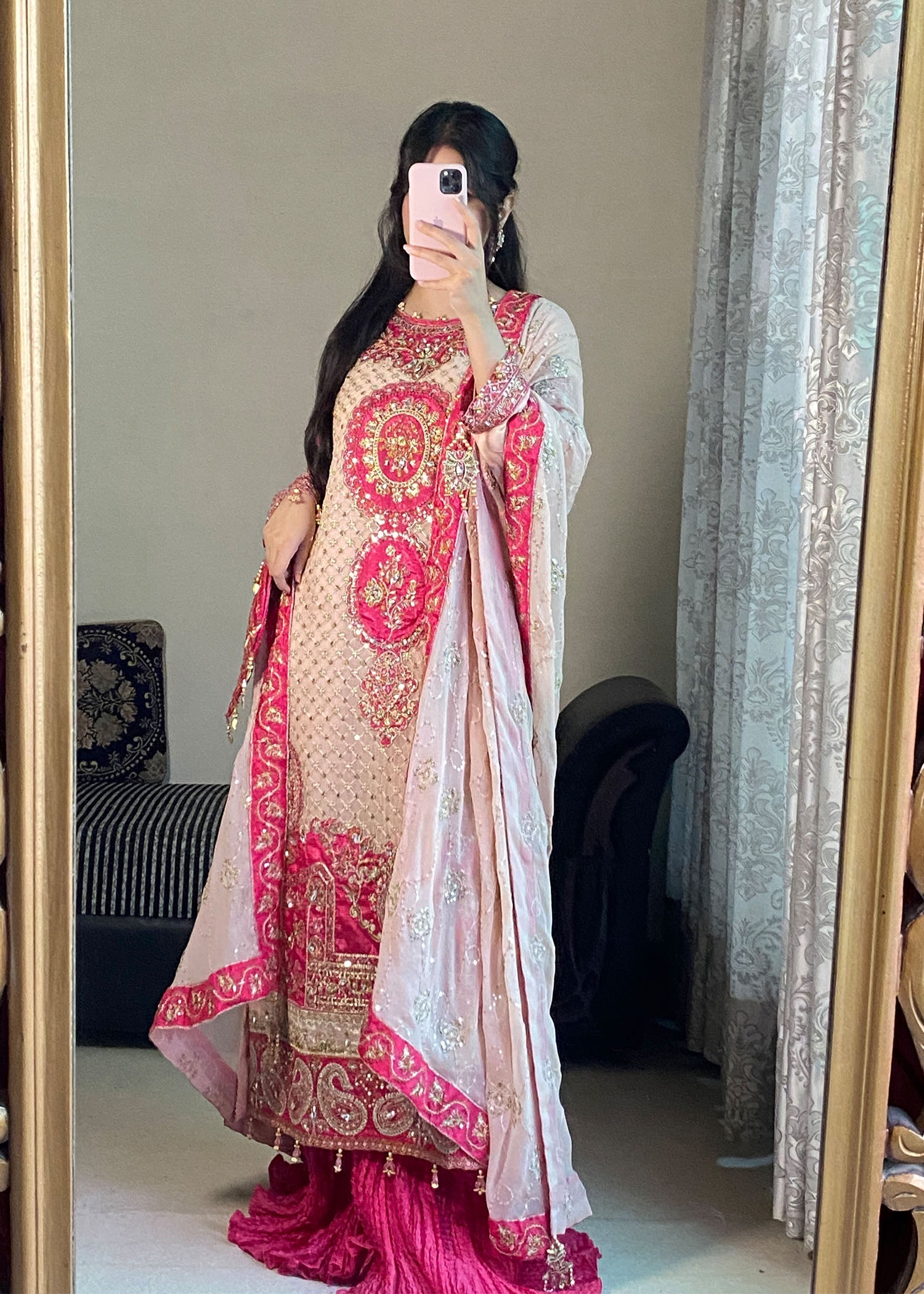 chiffon Sharara in Light pink