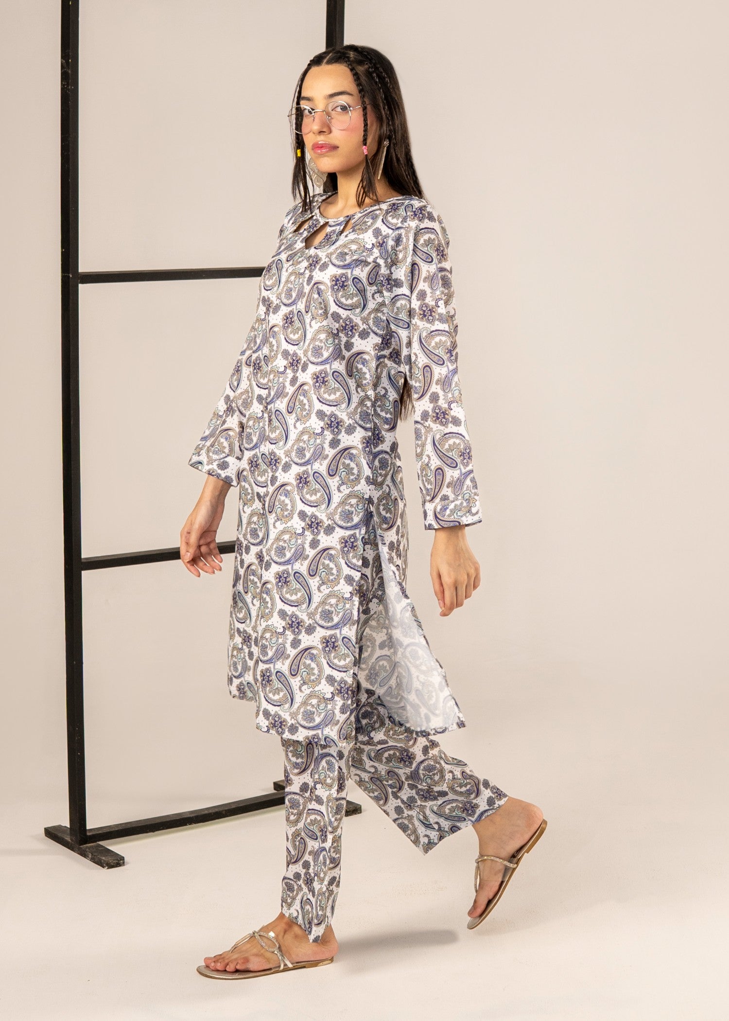 poly lawn Co Ord Sets in Pastel grey
