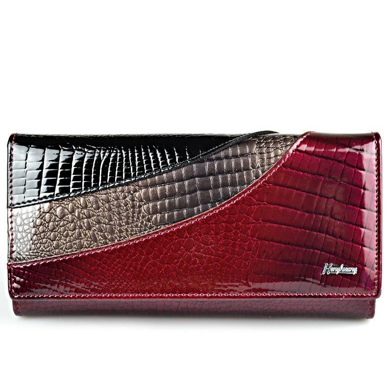Top layer cowhide patent leather wallet