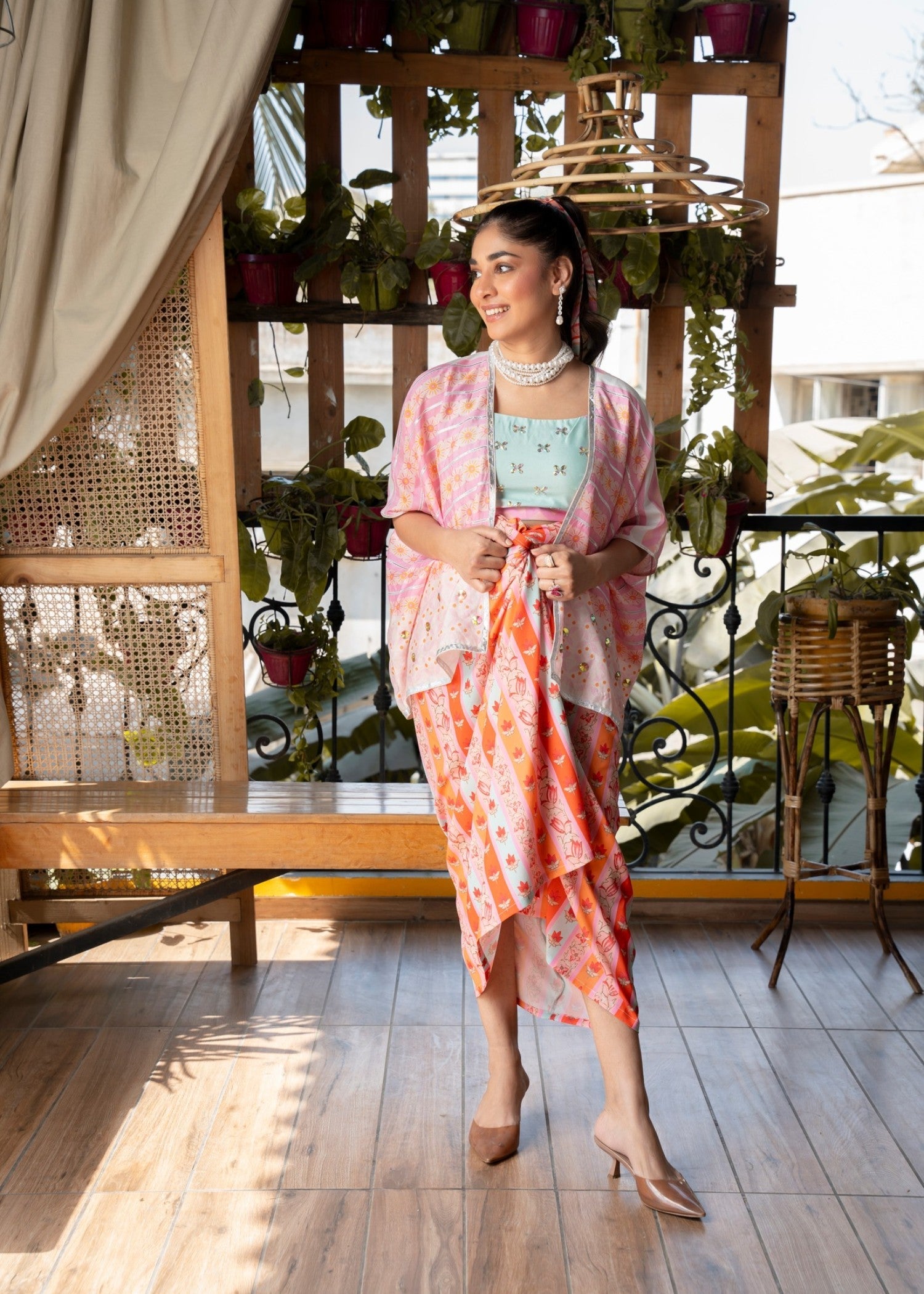 crepe georgette Skirt in Multi