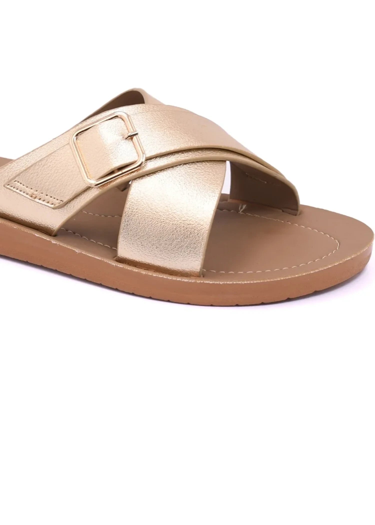 Slides in Gold by - High Quality Women Slides ERJ5102