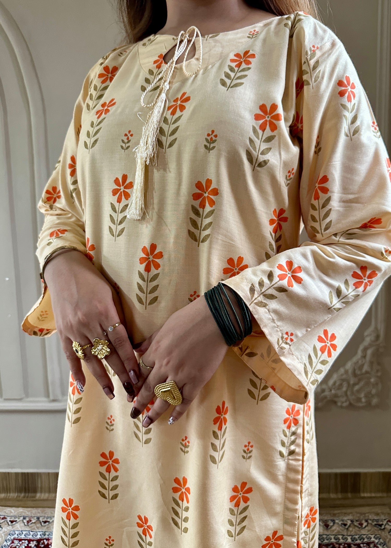 arabic lawn Co Ord Sets in Cream