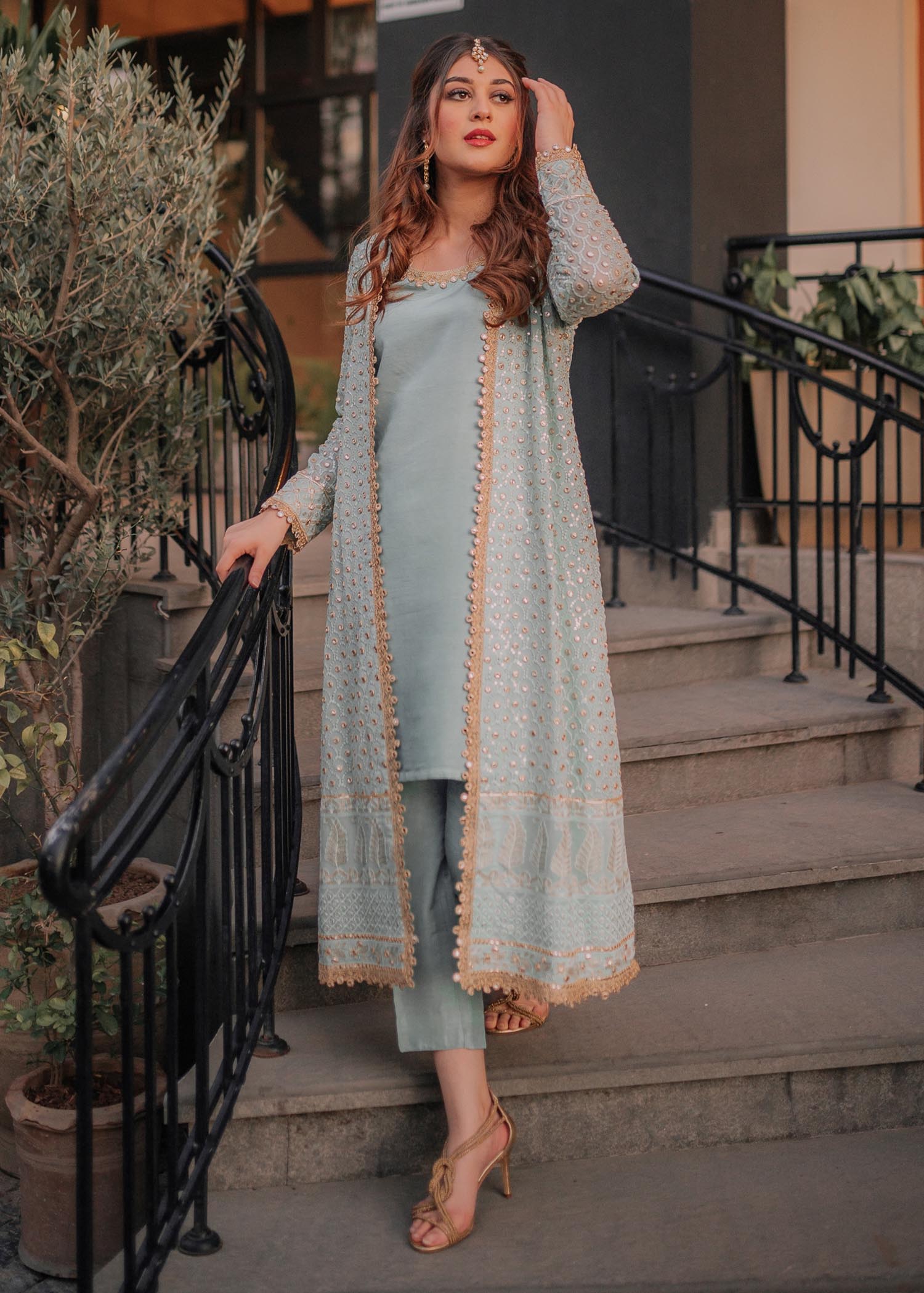 chiffon Gown in Ice blue