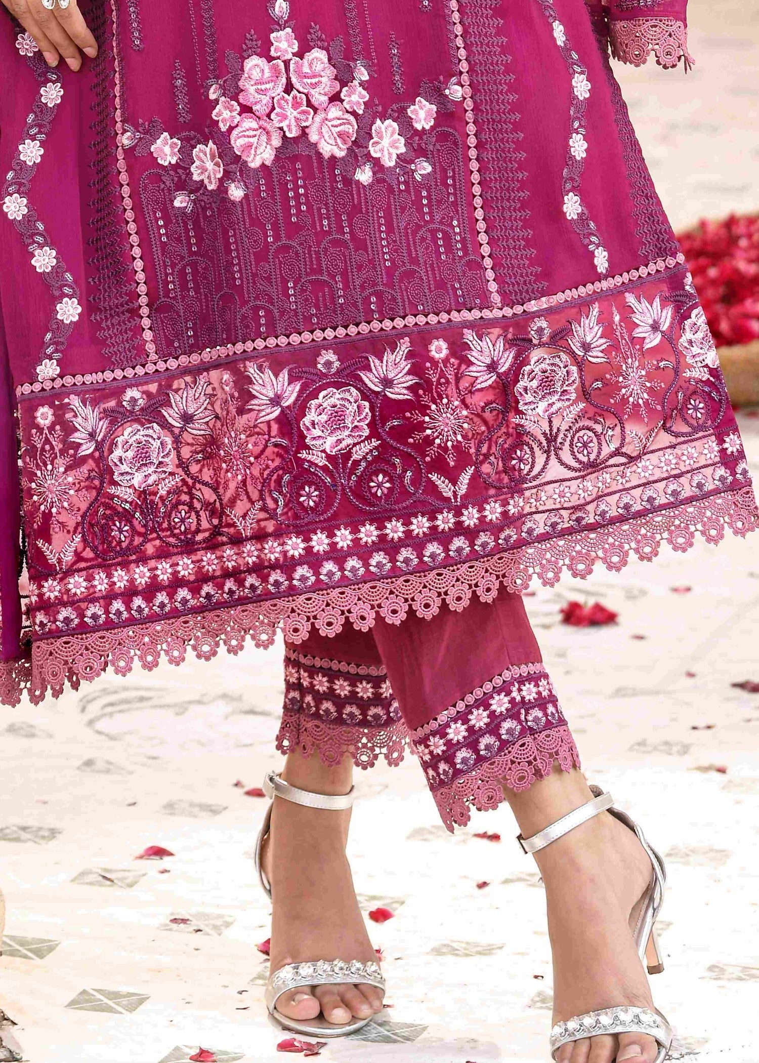 chiffon Unstitched in Magenta