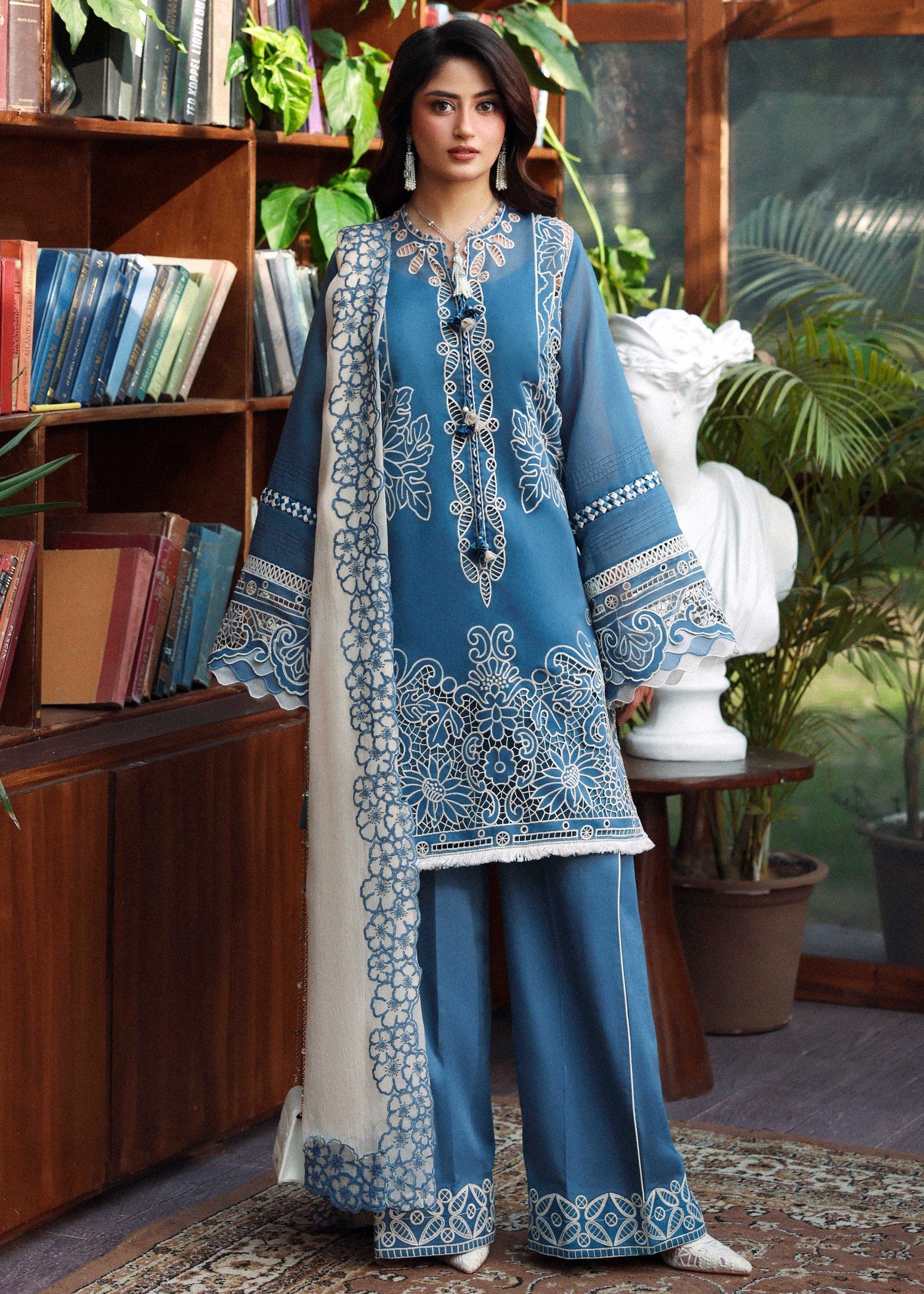 swiss voil Unstitched in Ocean blue