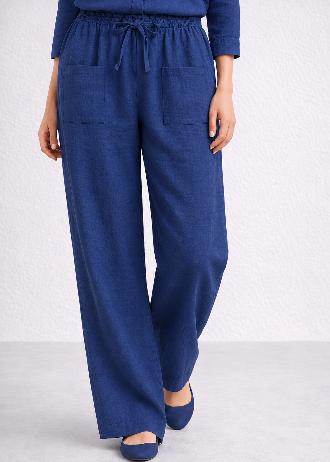 seersucker Trousers in Dark blue