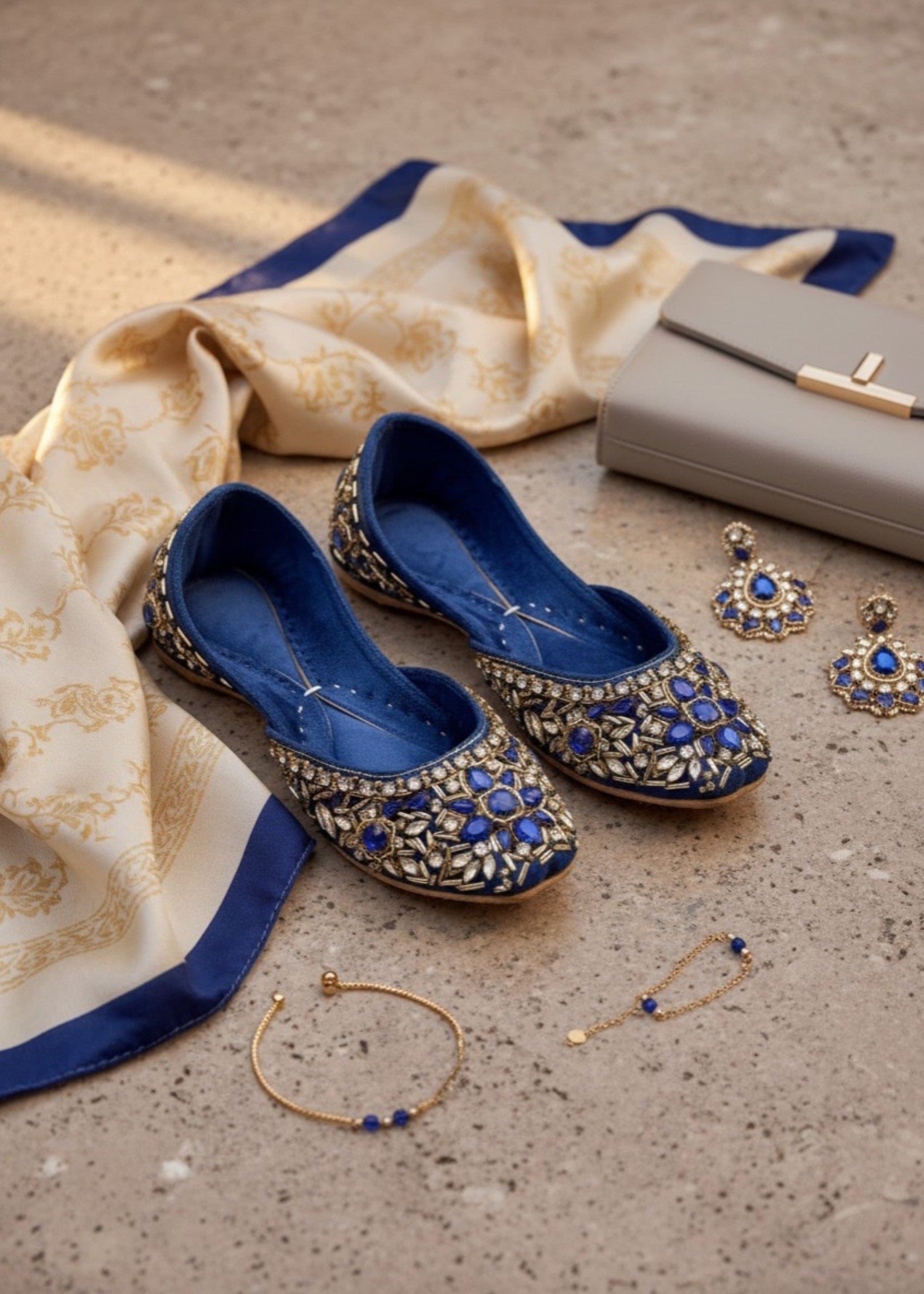 Khussa in Blue by - High Quality Women Khussa NUN5664