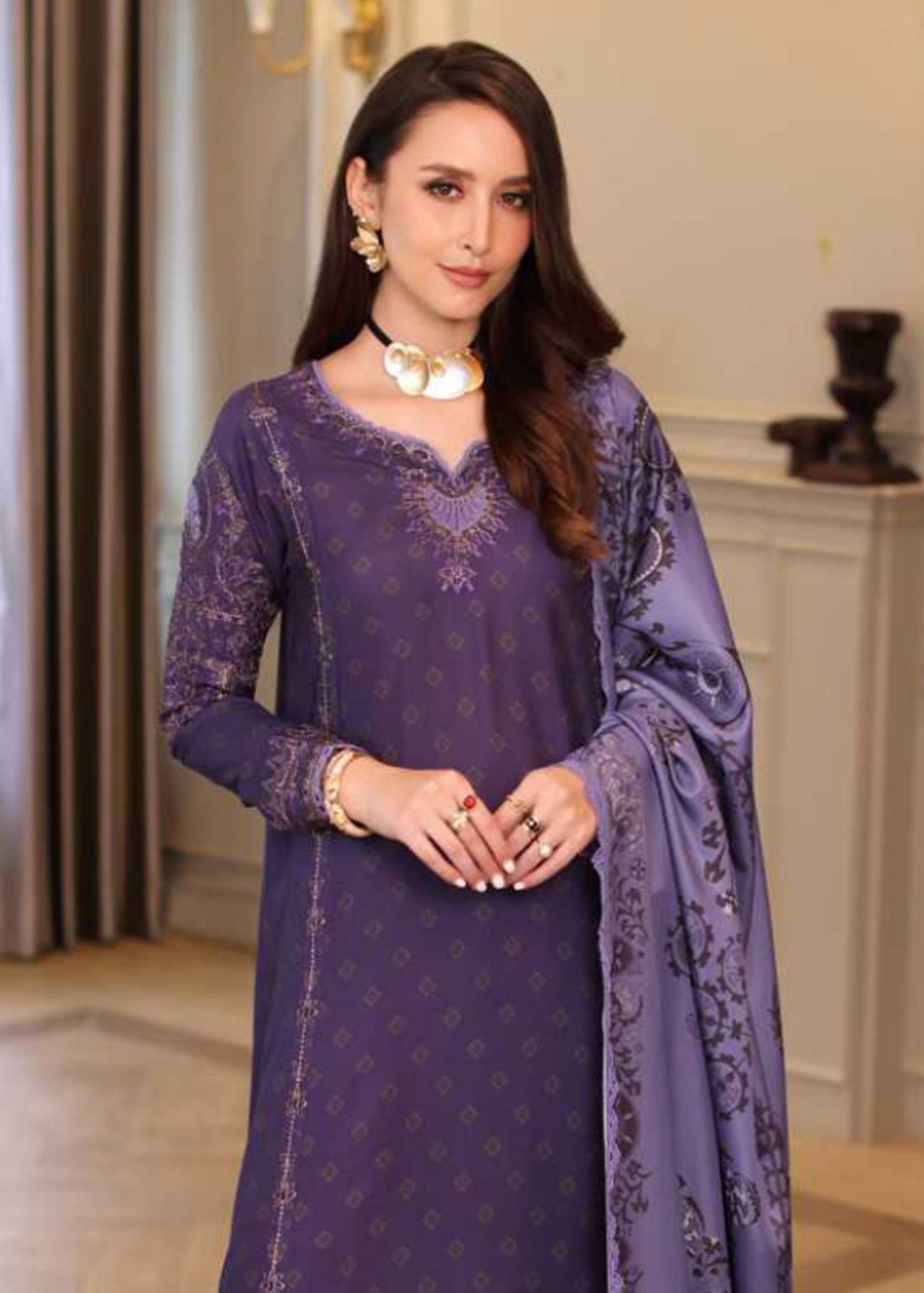 linen Unstitched in Purple