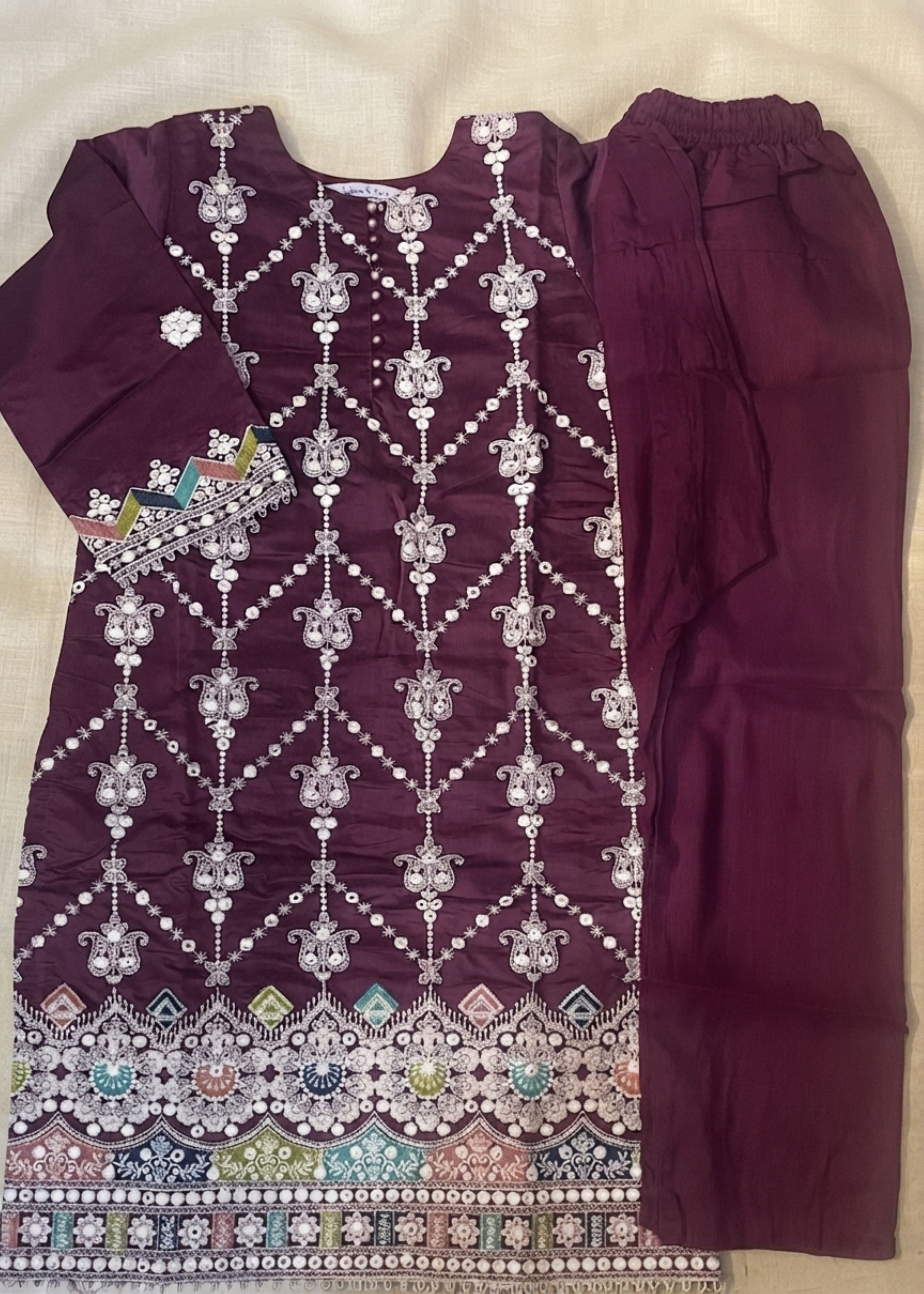 polycotton Kurta Set in Maroon