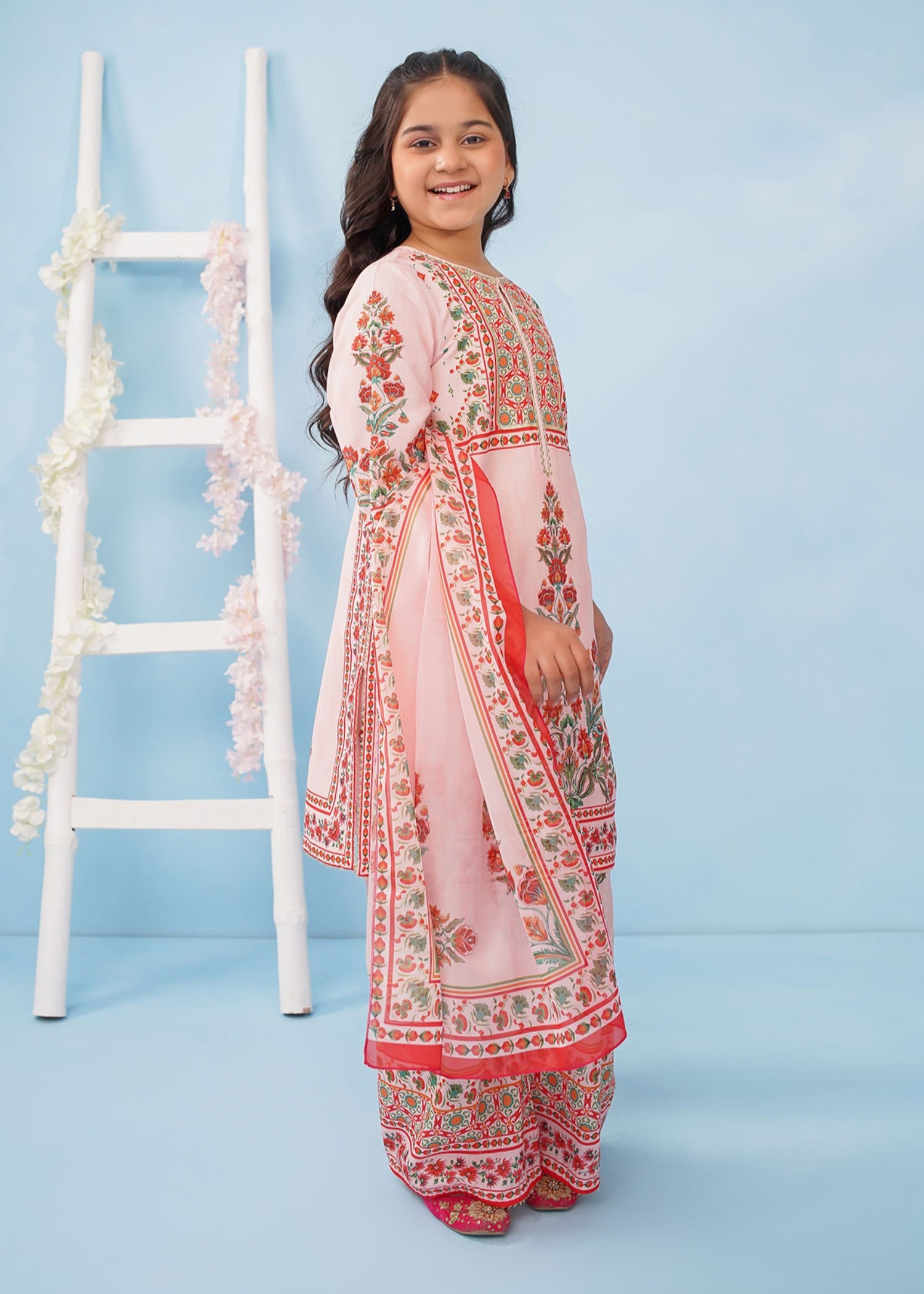 poly lawn Kurta Set in Pink