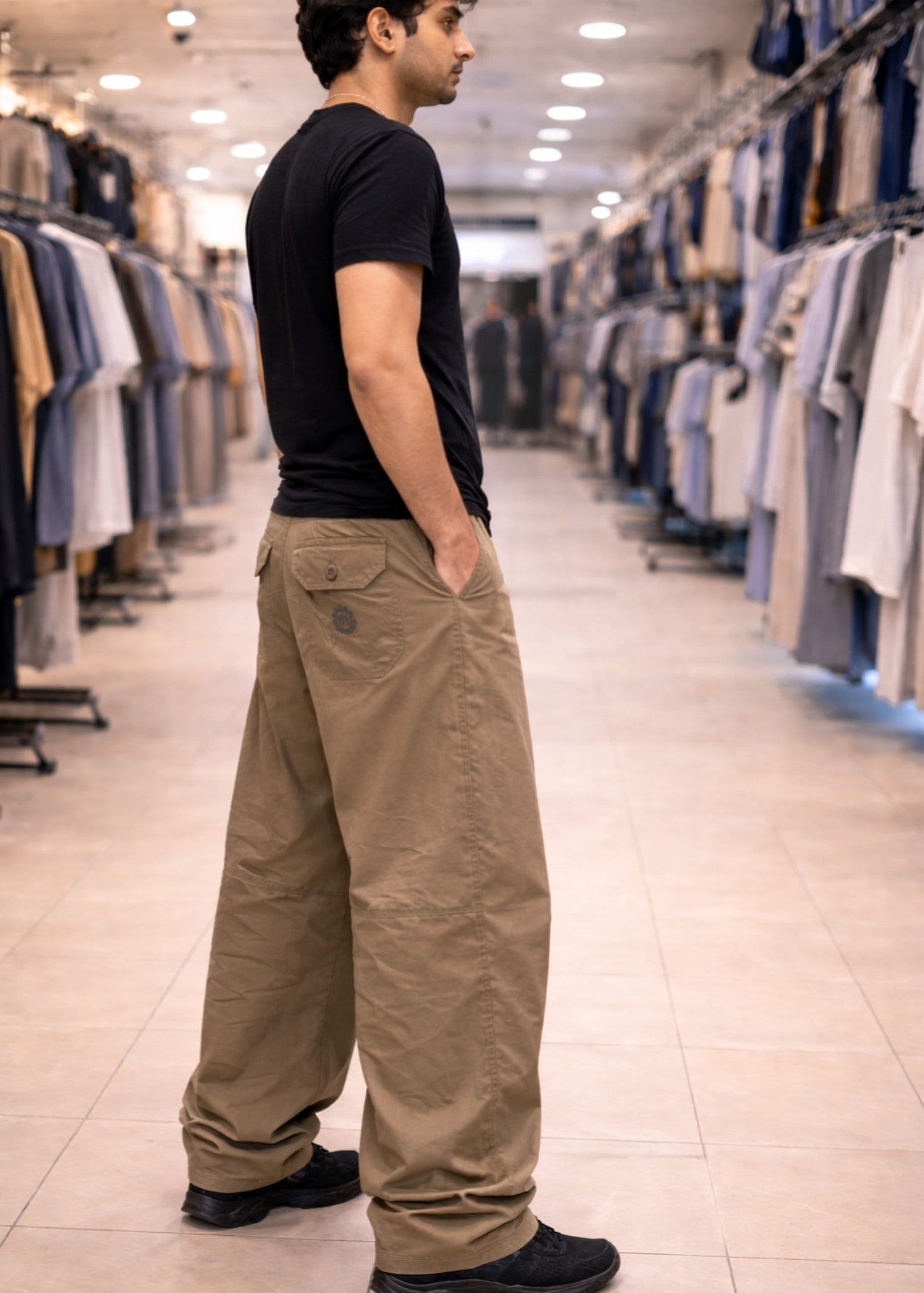 twill cotton Pants in Umber brown