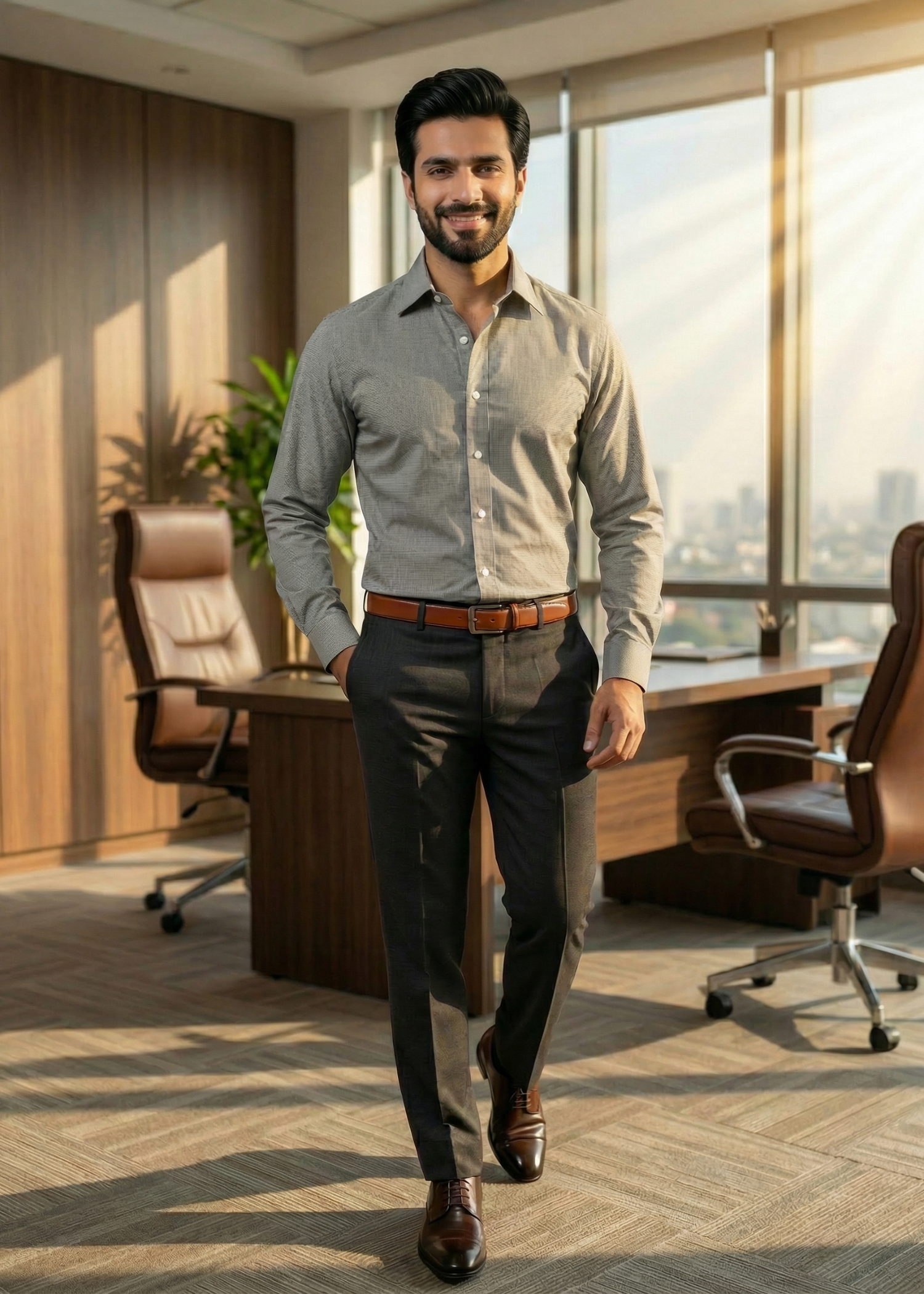 cotton Formal Shirt in Graphite