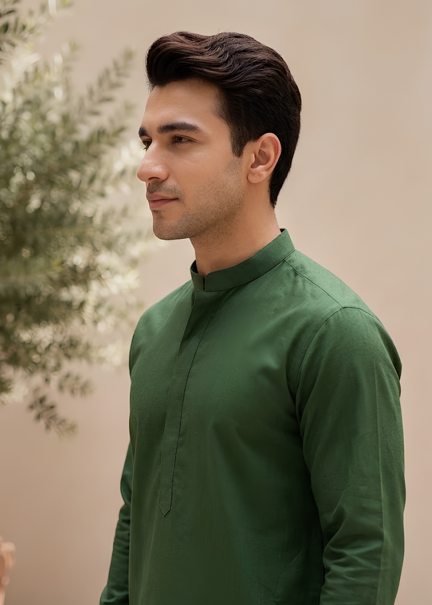swiss lawn Kurta Set in Green