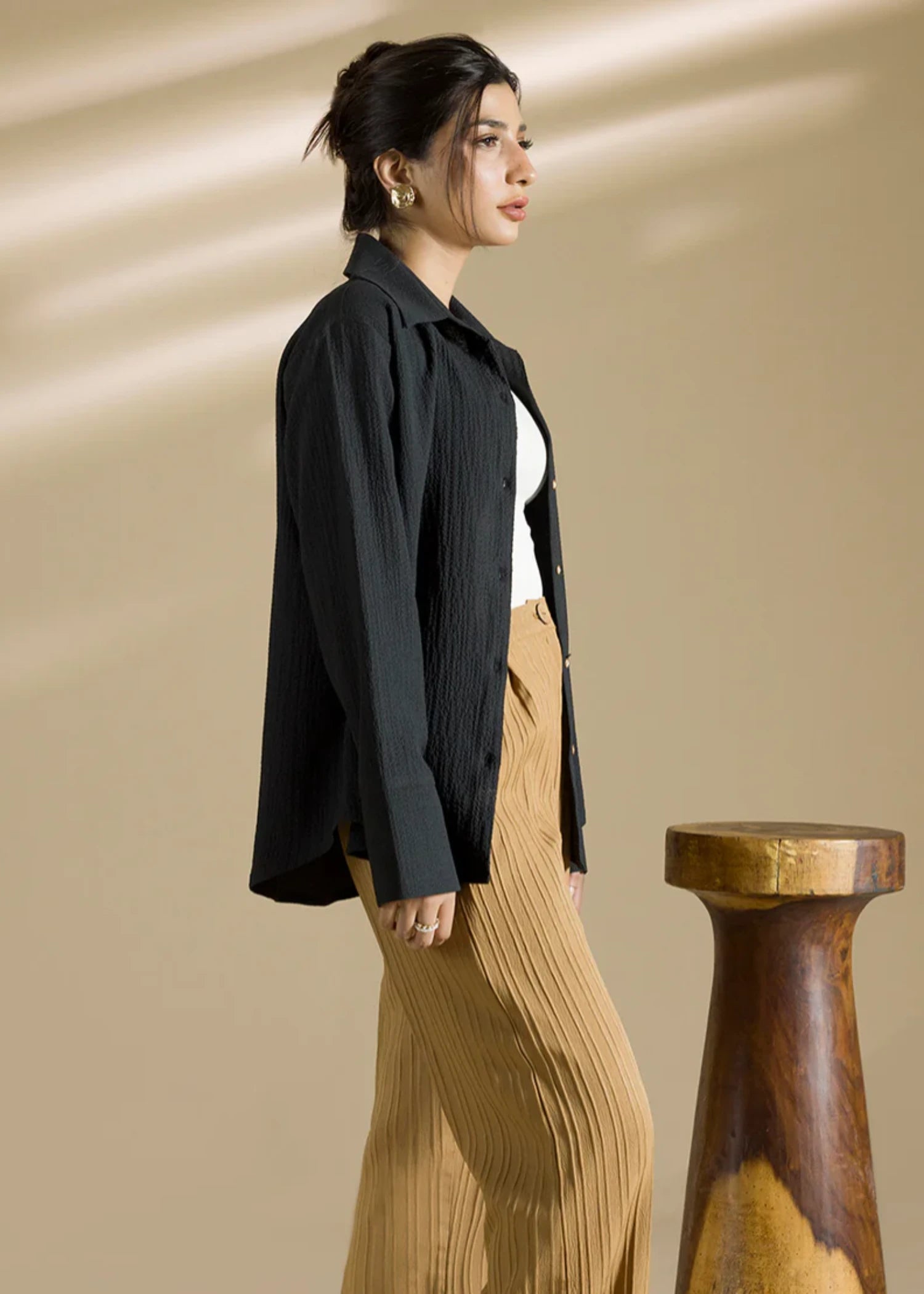 georgette Formal Shirt in Black