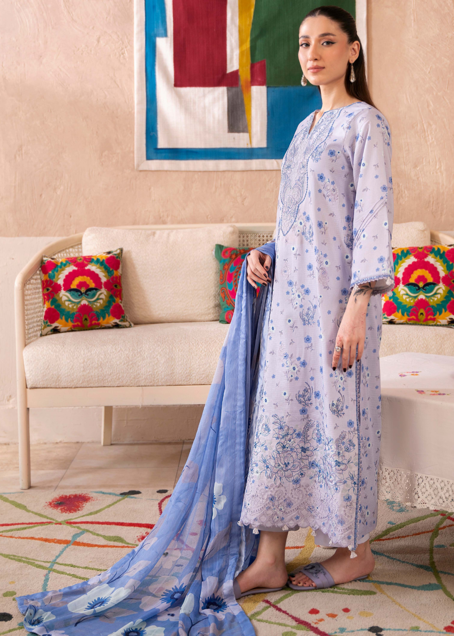 lawn Unstitched in Periwinkle, cornflower blue