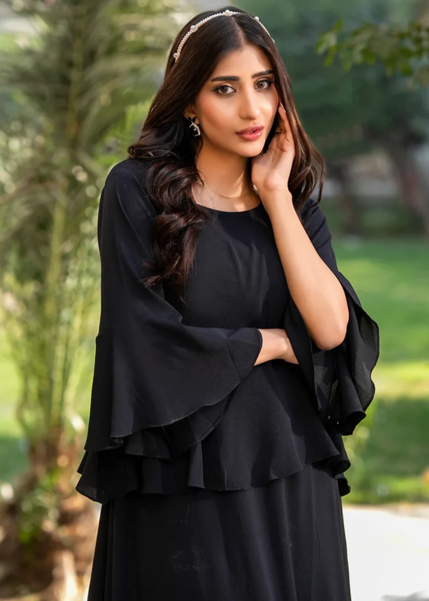 seersucker Dress in Black