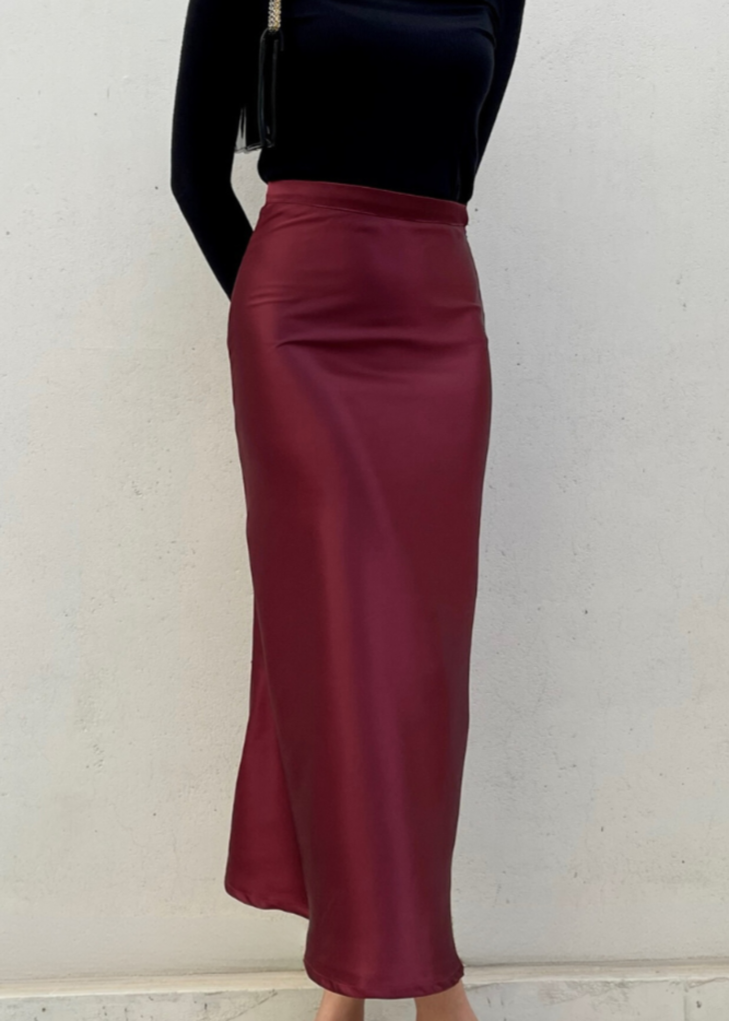 silk Skirt in Burgundy