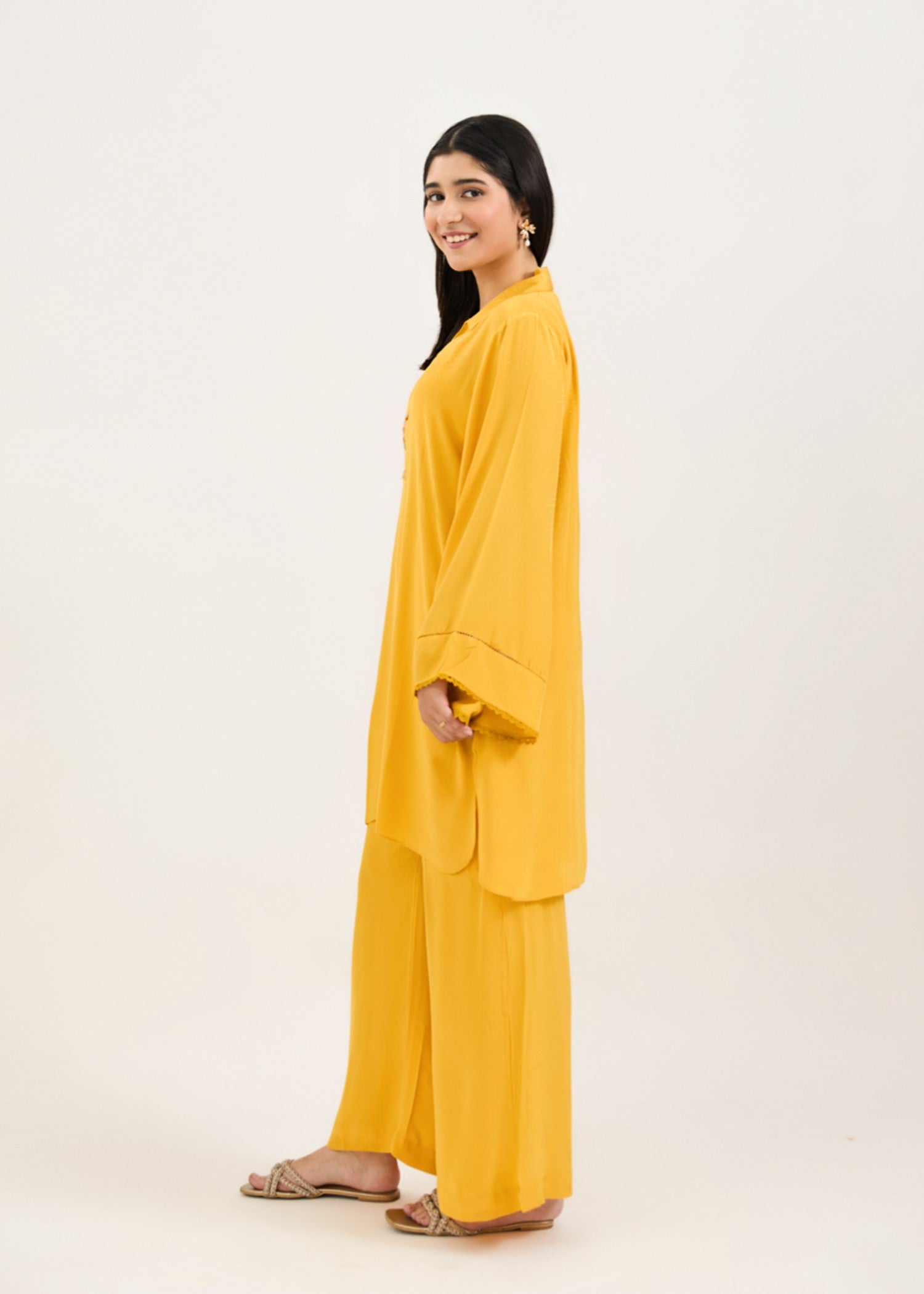 silk Co Ord Sets in School bus yellow