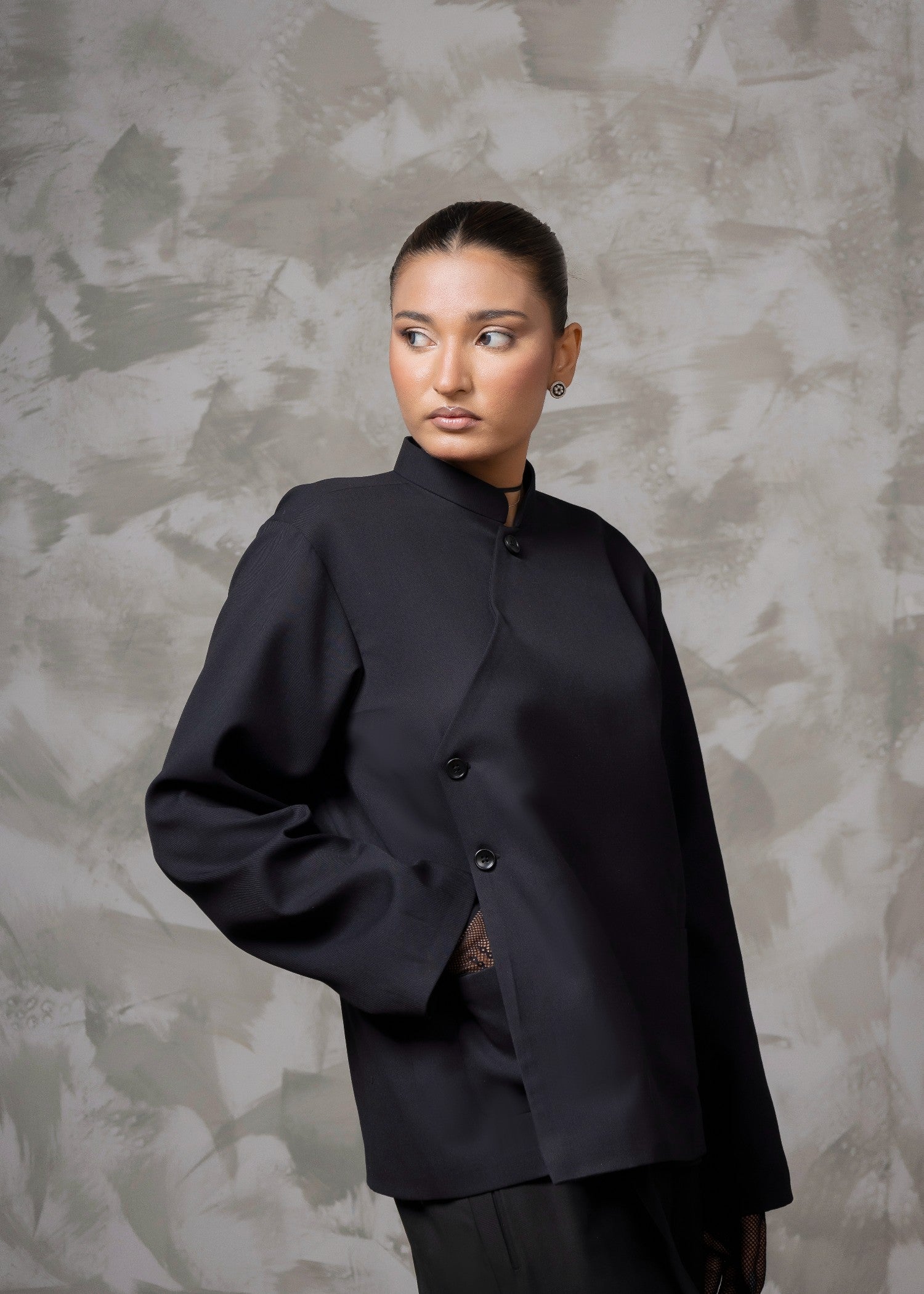 twill cotton Top in Black
