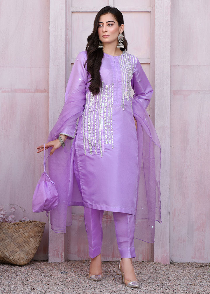 viscose thai silk Kurta Set in Lavender